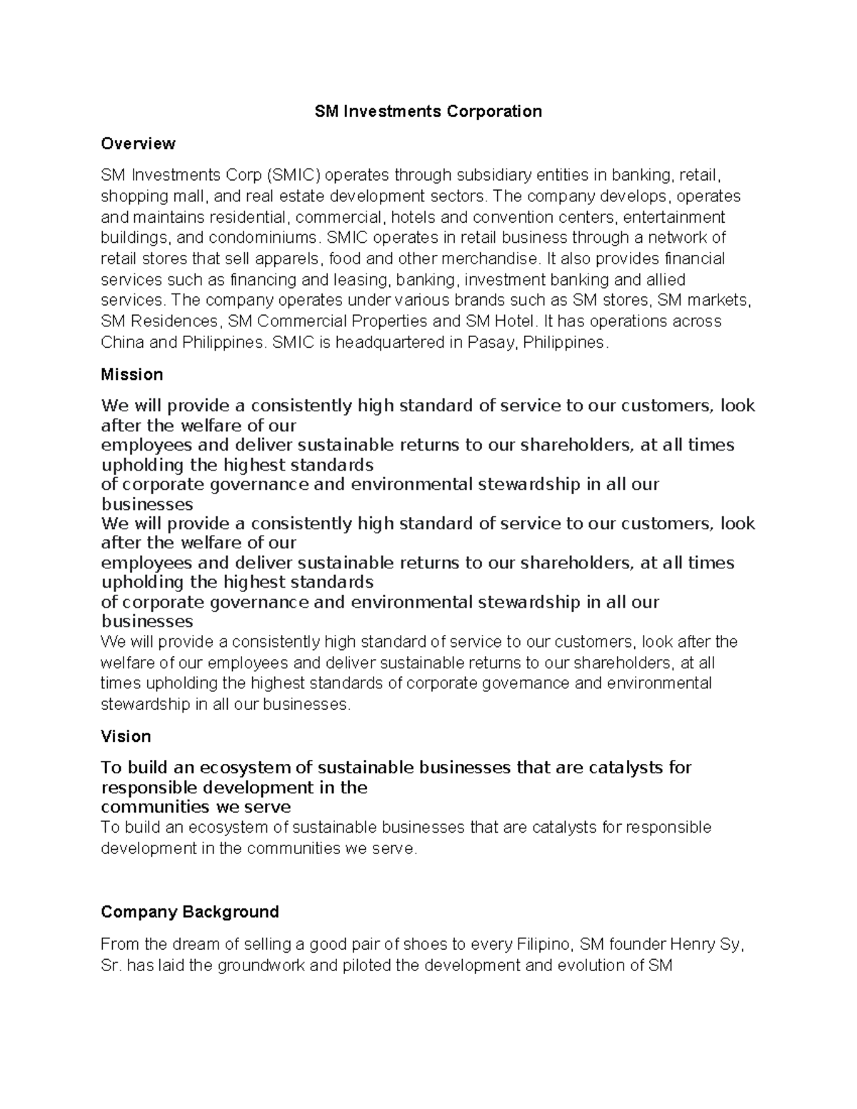 SM Investments Corporation: Overview, Mission, and Vision Insights ...
