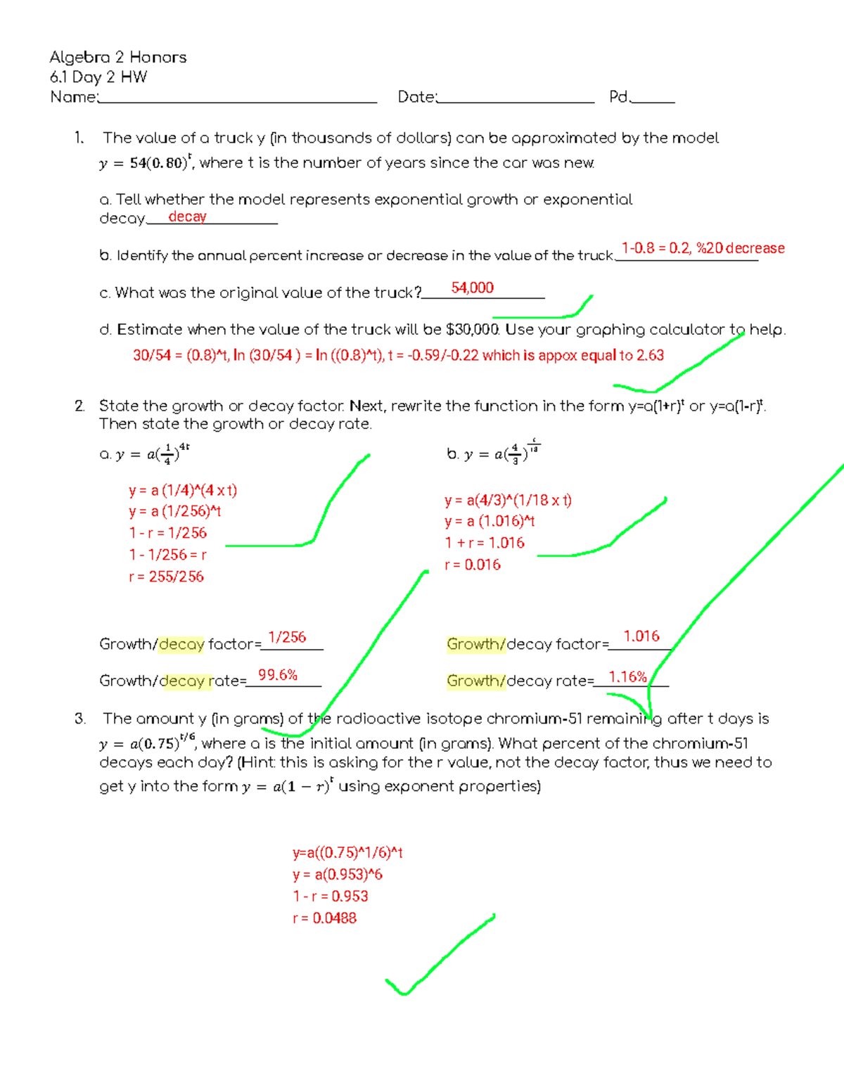 Kami Export - 6.1 Day 2 hw - Algebra 2 Honors 6 Day 2 HW - Studocu