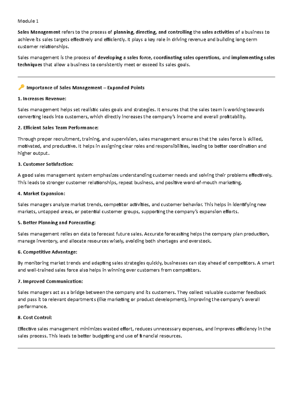 SALES AND RETAIL MANAGEMENT: Module 1 Overview and Key Concepts - Studocu