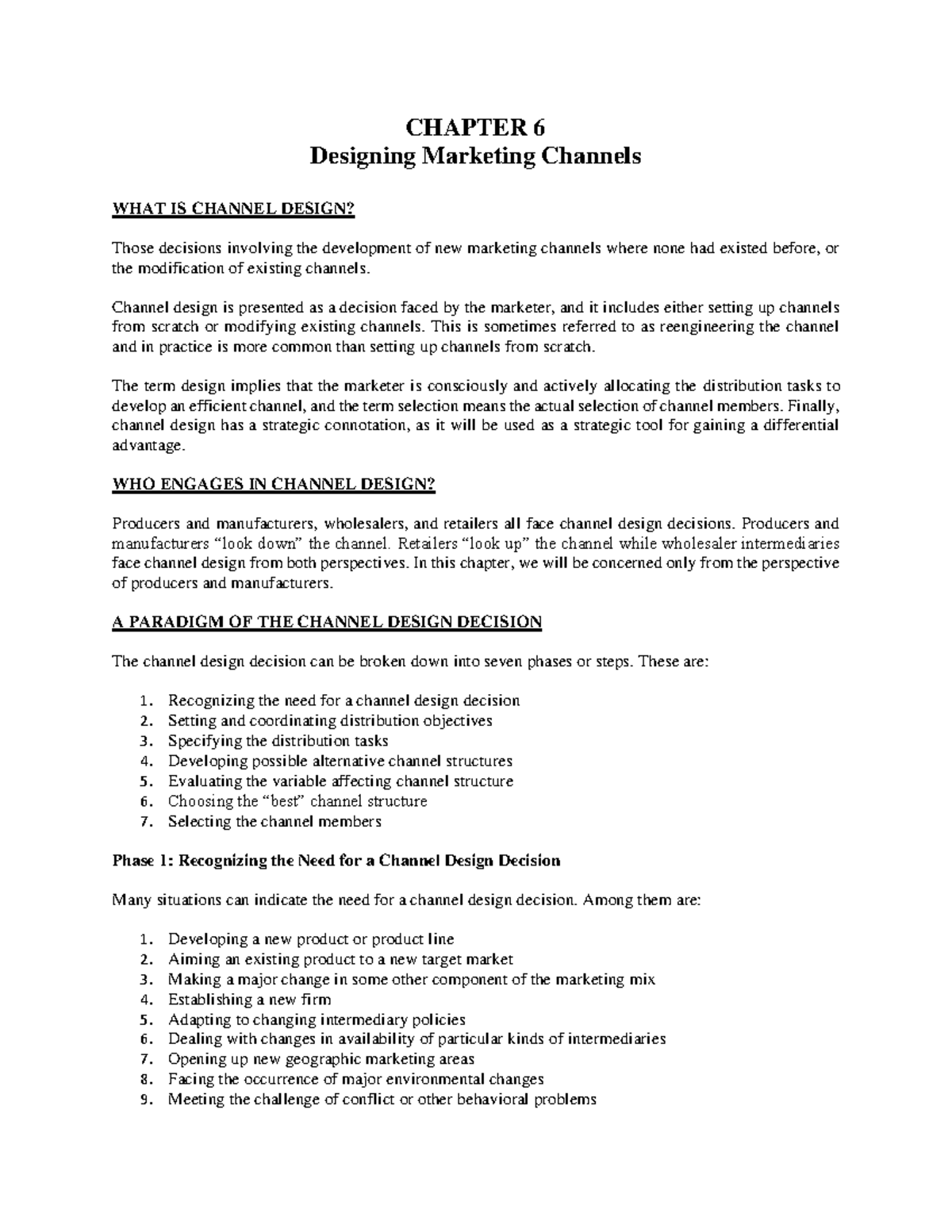 Chapter 6: Strategies in Designing Marketing Channels - Studocu