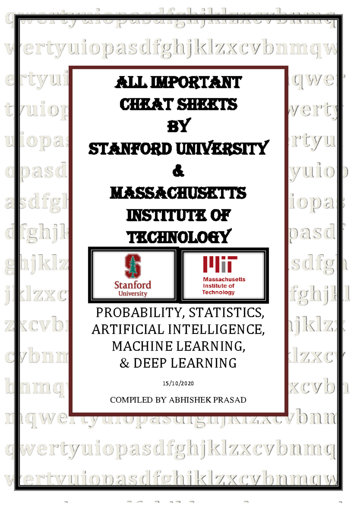 Comprehensive Cheat Sheets for Probabilities & Statistics (MIT ...