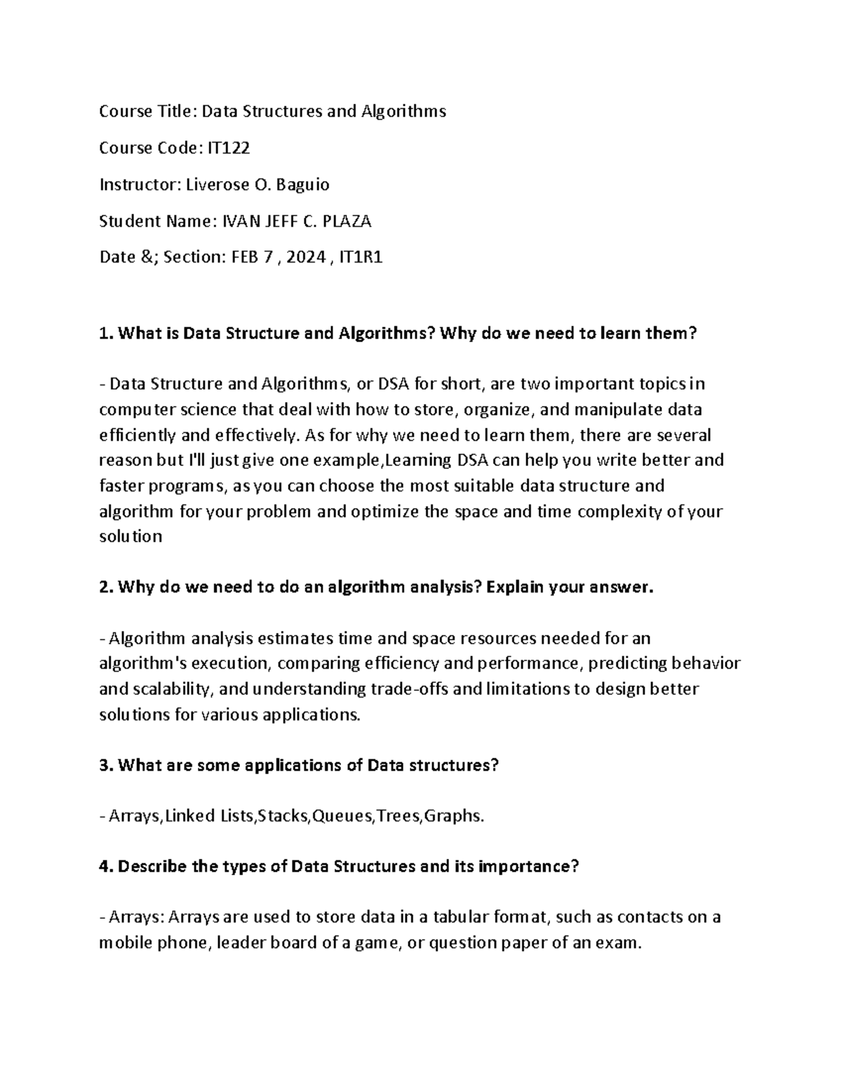 IT Data Structures and Algorithms Assignment Overview - Studocu