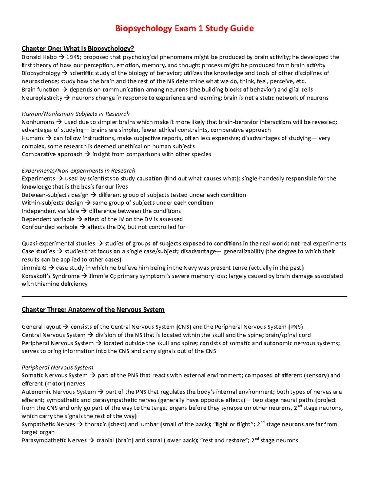Biopsychology Exam 1 Study Guide: Key Concepts and Theories Explained ...