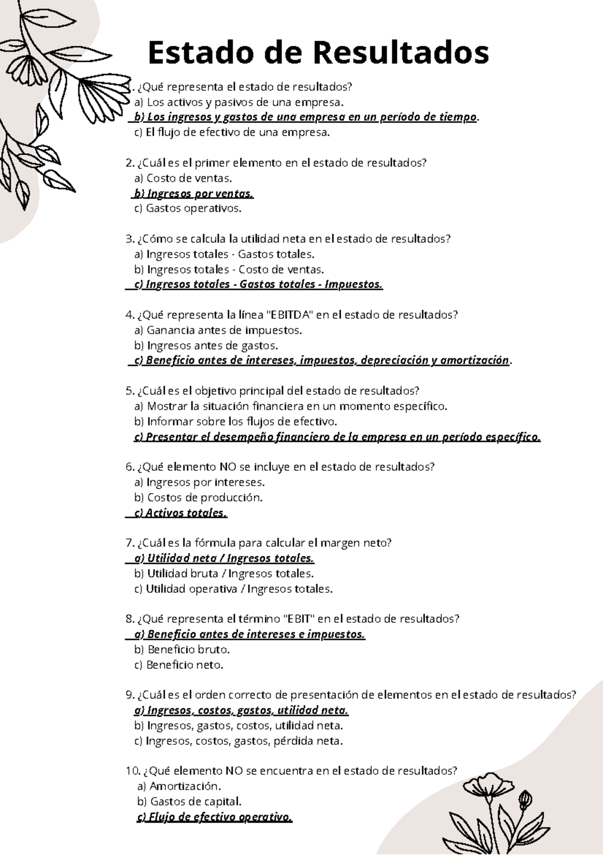 Estado de Resultados - Resumen Contabilidad Básica - Estado de ...