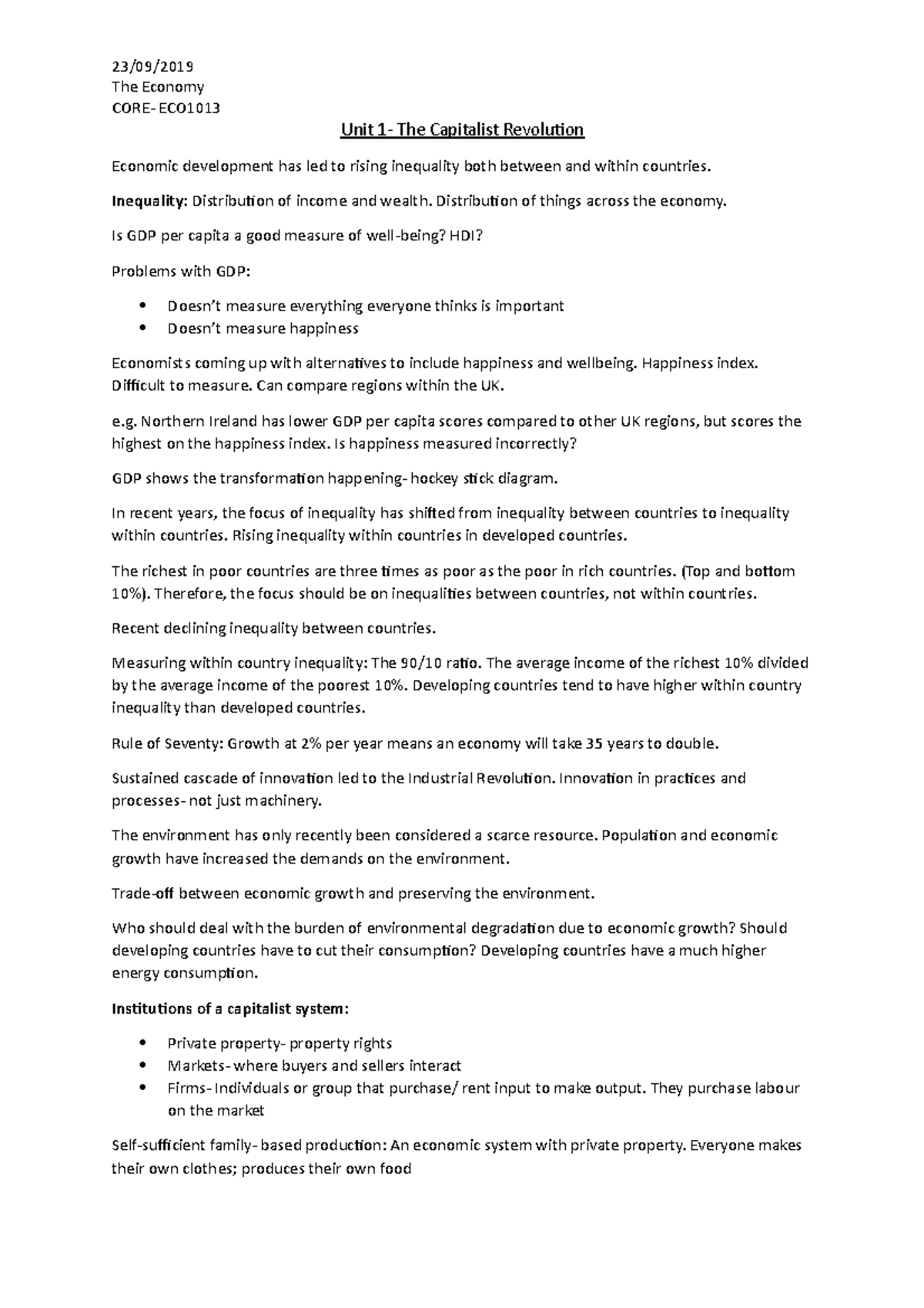 Unit 1- The Capitalist Revolution - 23/09/ The Economy CORE- ECO Unit 1 ...