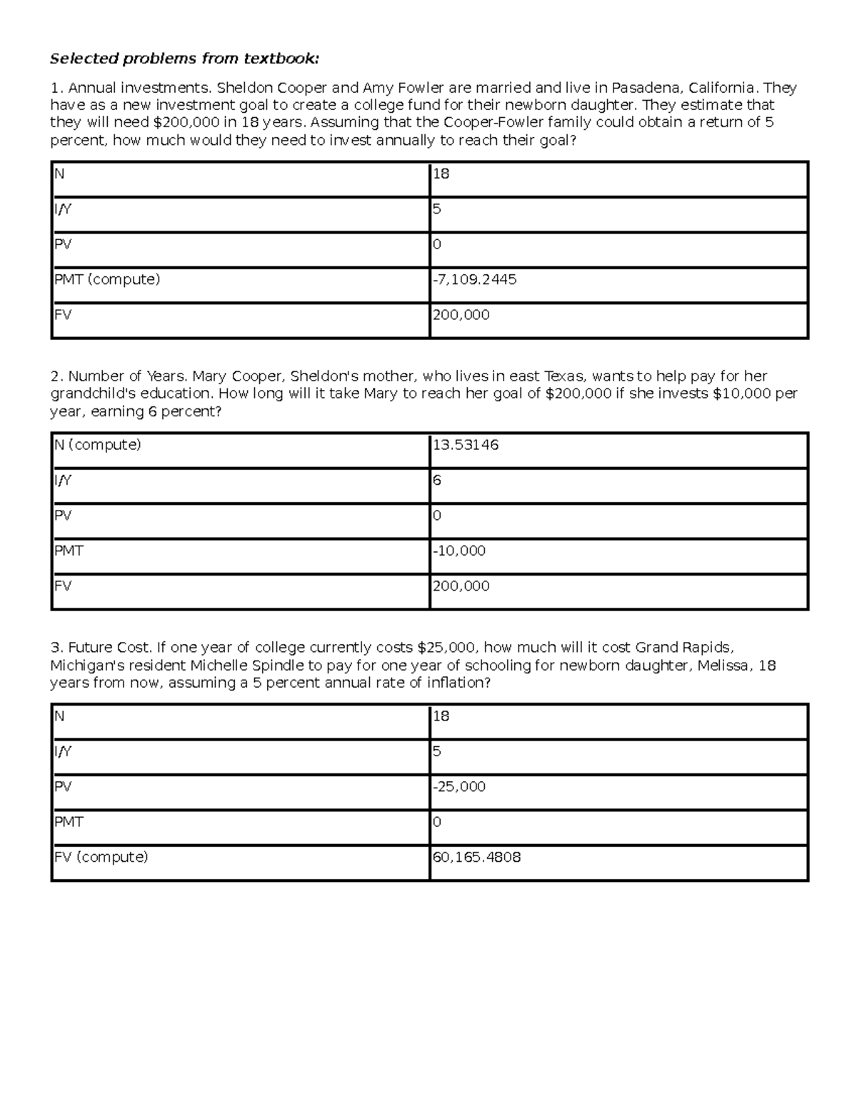 CH 13 Math Problems: Investment Goals & Future Costs Analysis - Studocu