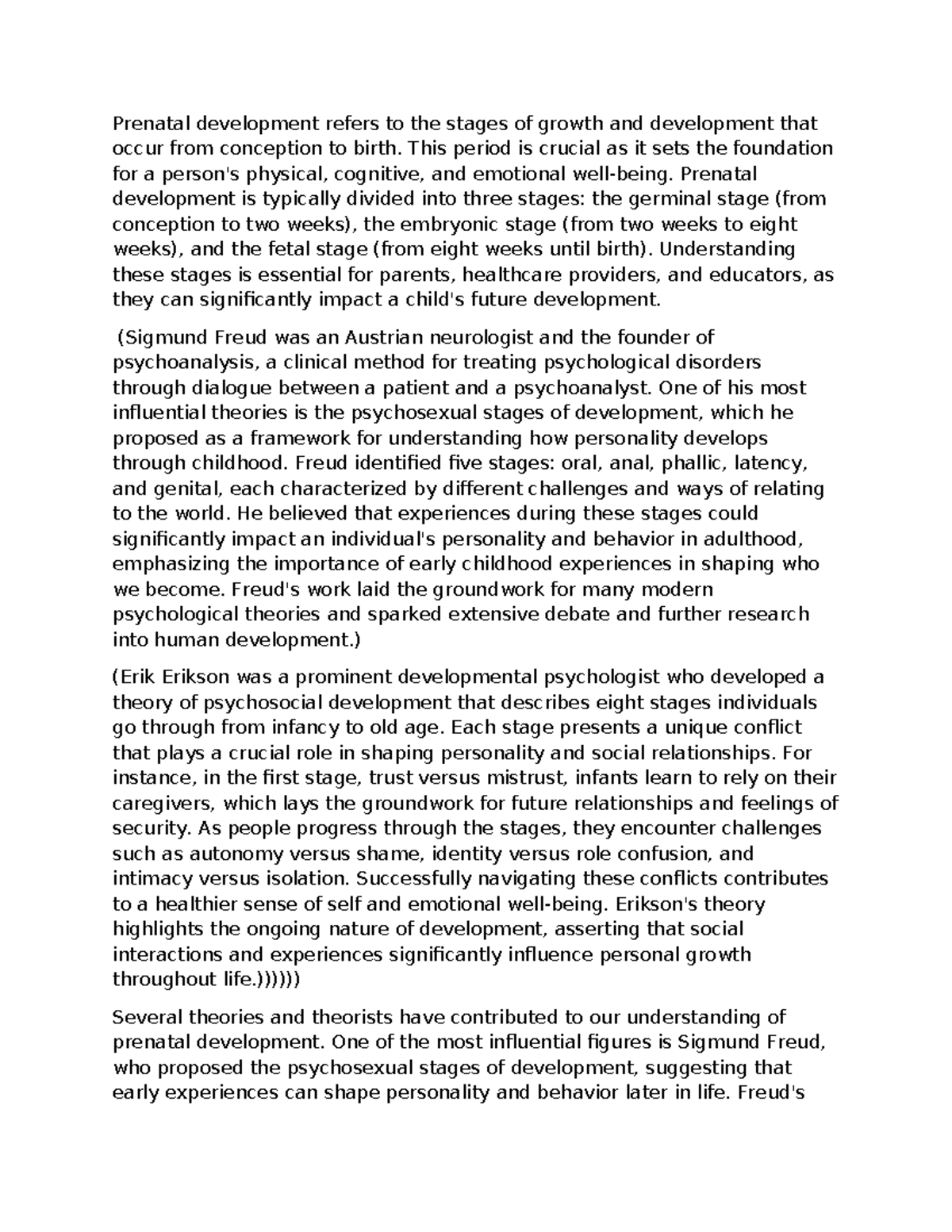 Prenatal development refers to the stages of growth and deve - This ...