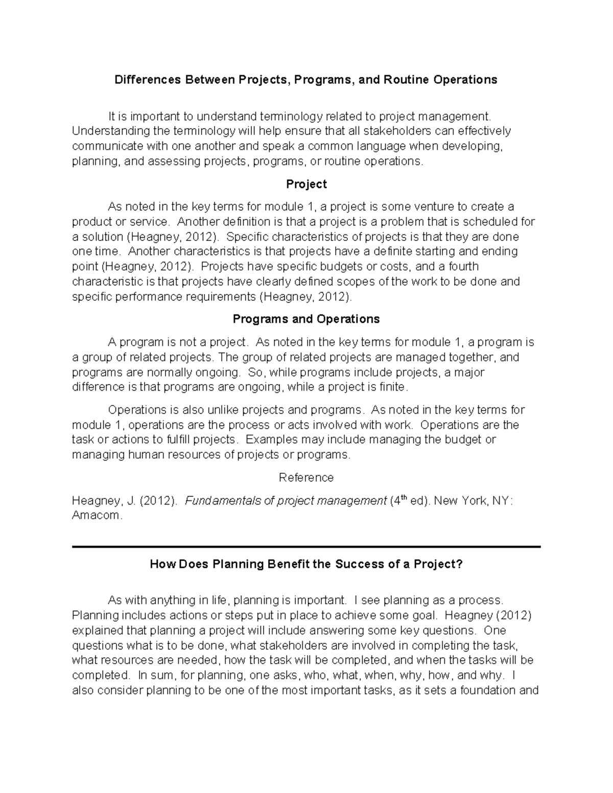 Discussions - Key Terms in Project Management: Projects vs Programs vs ...