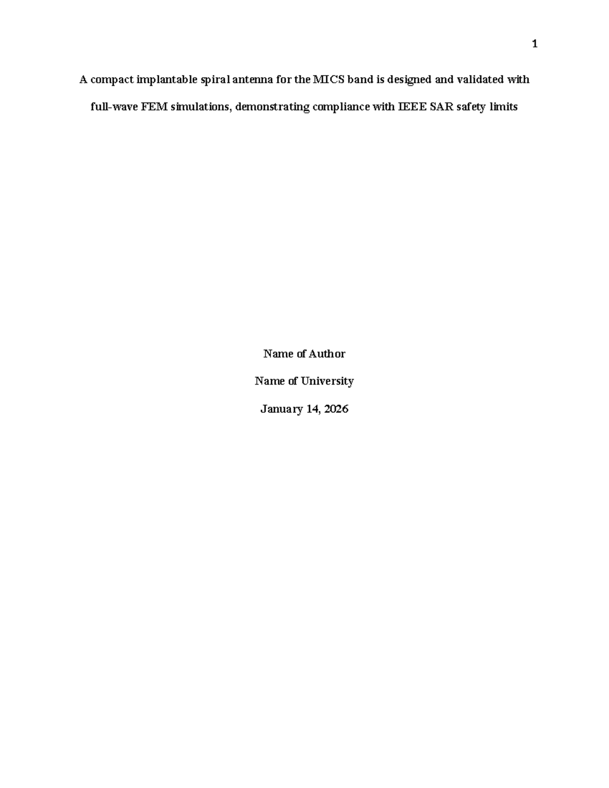 Design and Analysis of PIFA Antennas for MICS Band Applications - Studocu