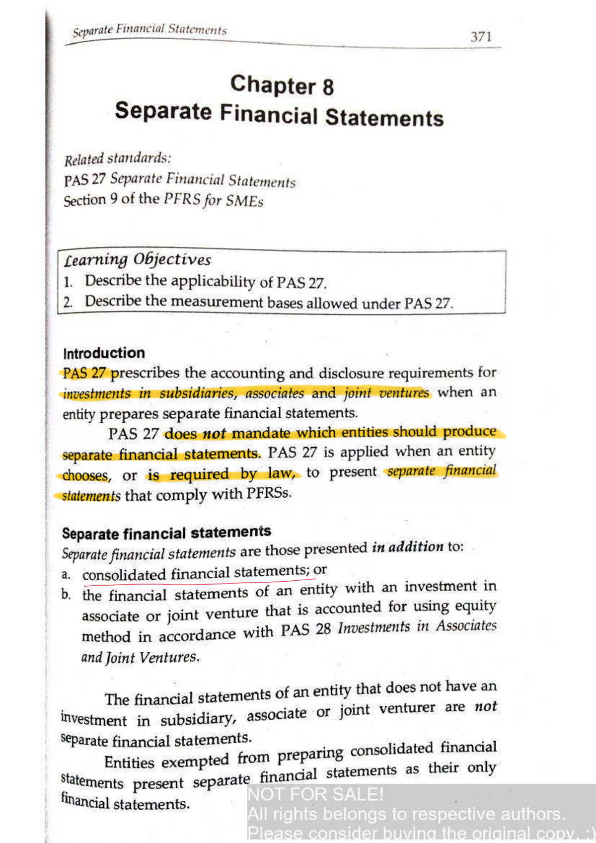 Chapter 8: Separate Financial Statements (PAS 27) - Key Concepts and ...