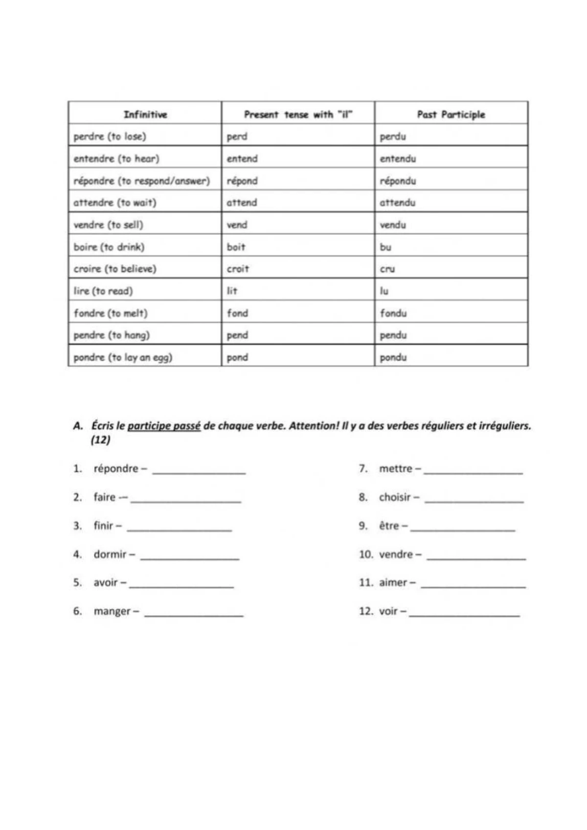 PASSE COMPOSE - Exercices et Pratique des Verbes - Studocu
