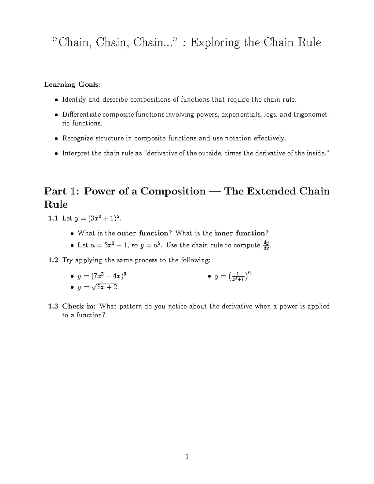 Activity X - Chain Rule Exploration and Function Composition - Studocu