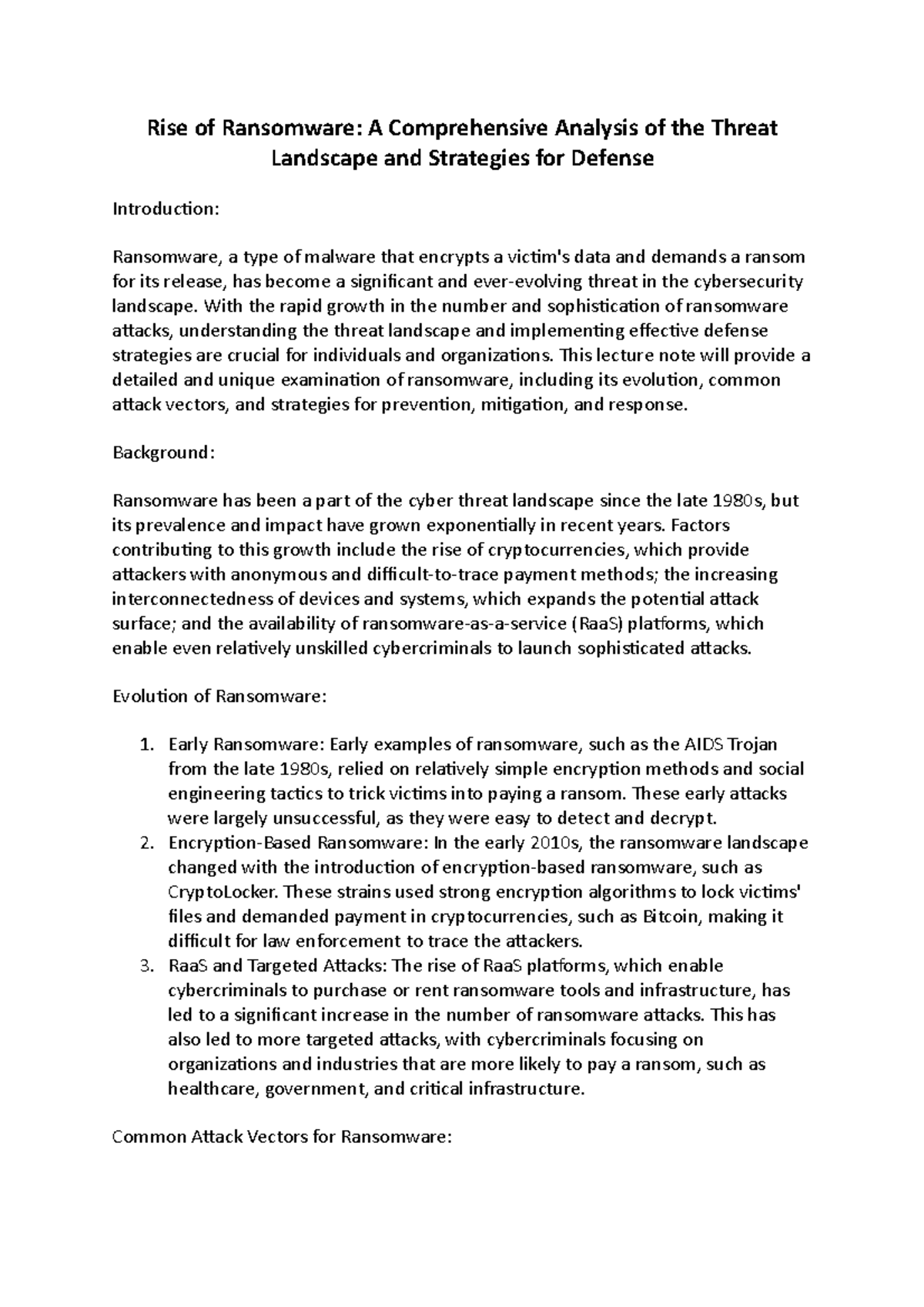Rise of Ransomware- A Comprehensive Analysis of the Threat Landscape ...