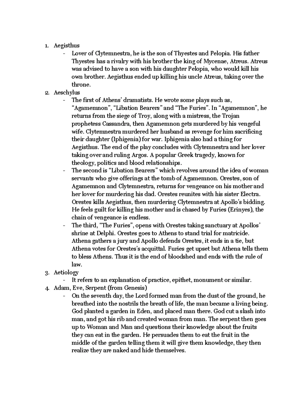Class 40 F23 Final exam study guide - Greek Myth: Final Exam Study ...