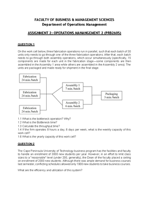 PRB260S - CPUT - Operations Management 2 - Studocu
