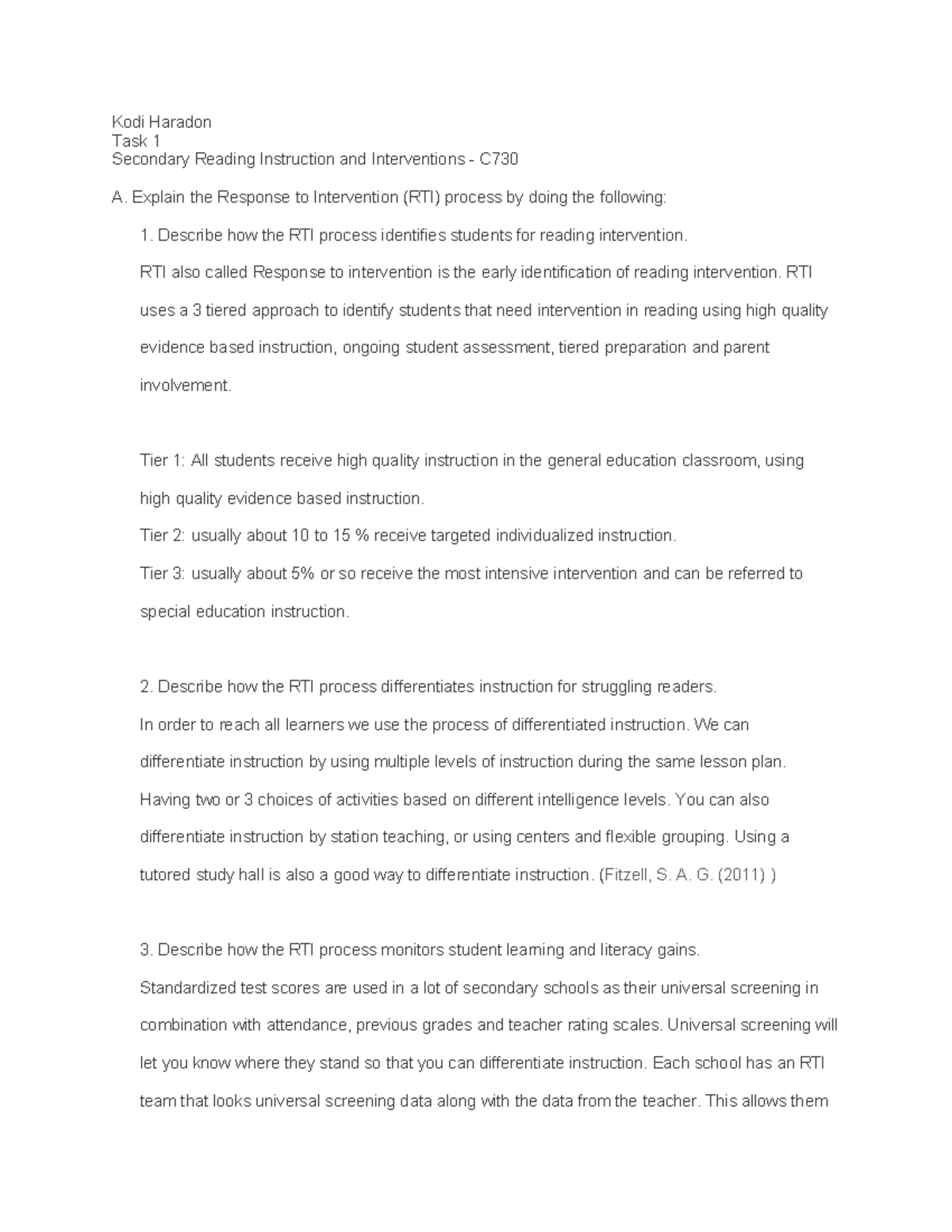 Task 1 C730 - Task 1 - Kodi Haradon Task 1 Secondary Reading ...