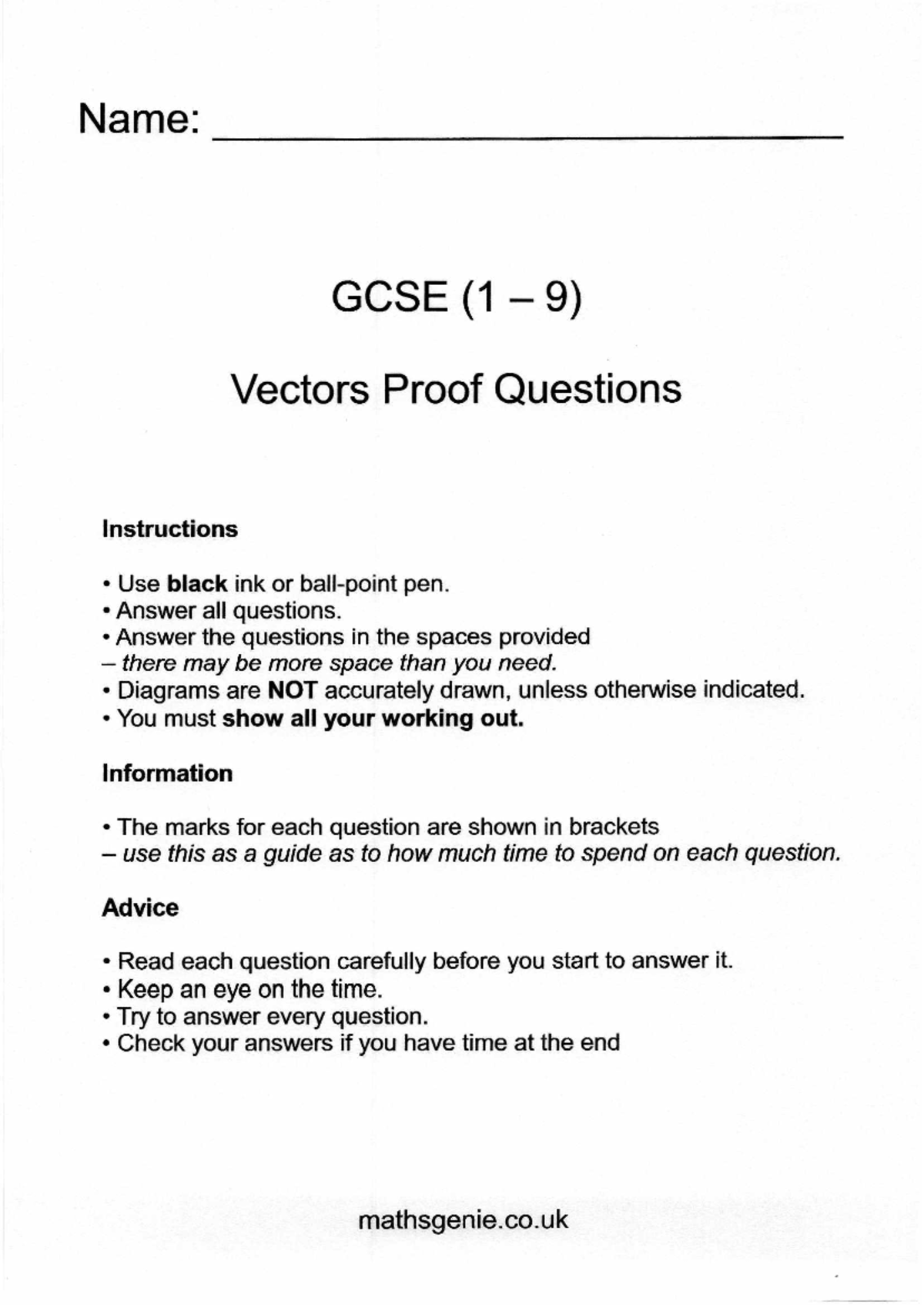 GCSE (1 9) Vectors Proof Questions - Solutions and Working Out - Studocu