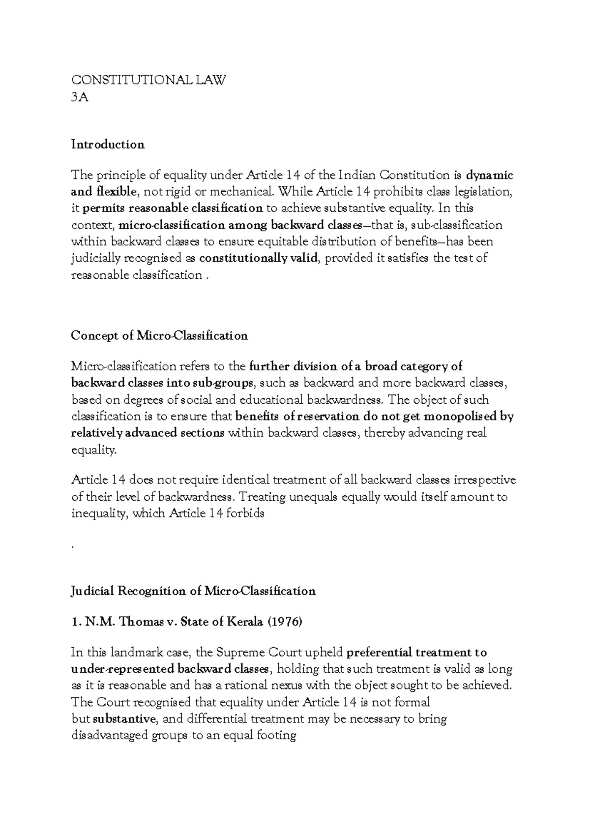 Constitutional Law 3A: Article 14 and Judicial Interpretation of ...
