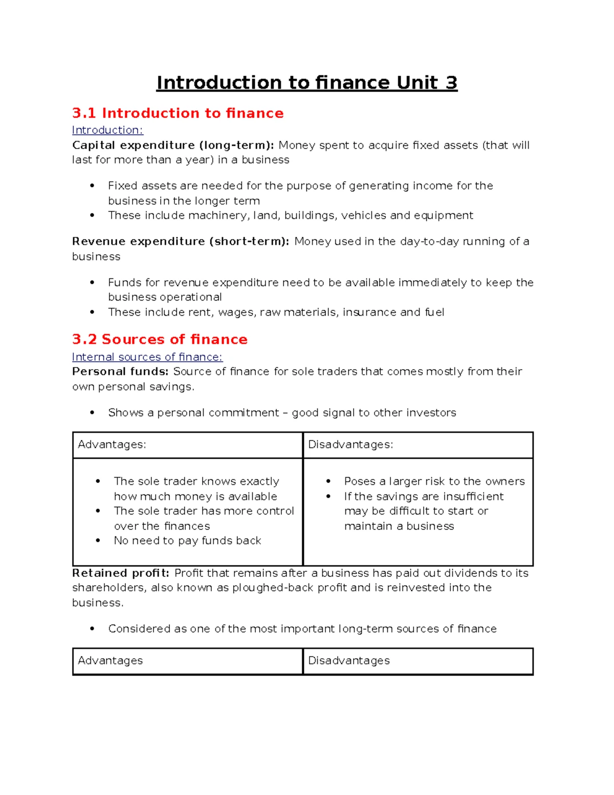 Unit 3: Overview of Finance & Accounts Concepts and Applications - Studocu