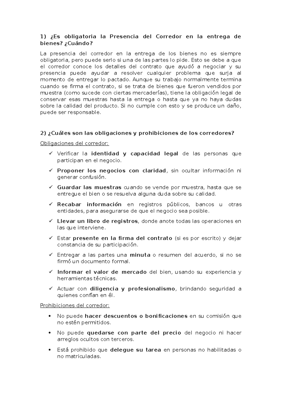 Tp 3 - Obligaciones y Prohibiciones del Corredor en Corretaje - Studocu