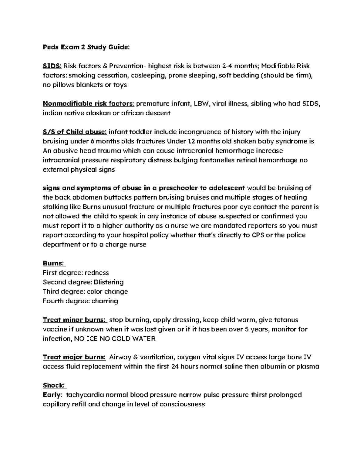 Peds 220 Final Exam 2 Study Guide: Key Concepts & Nursing Care ...