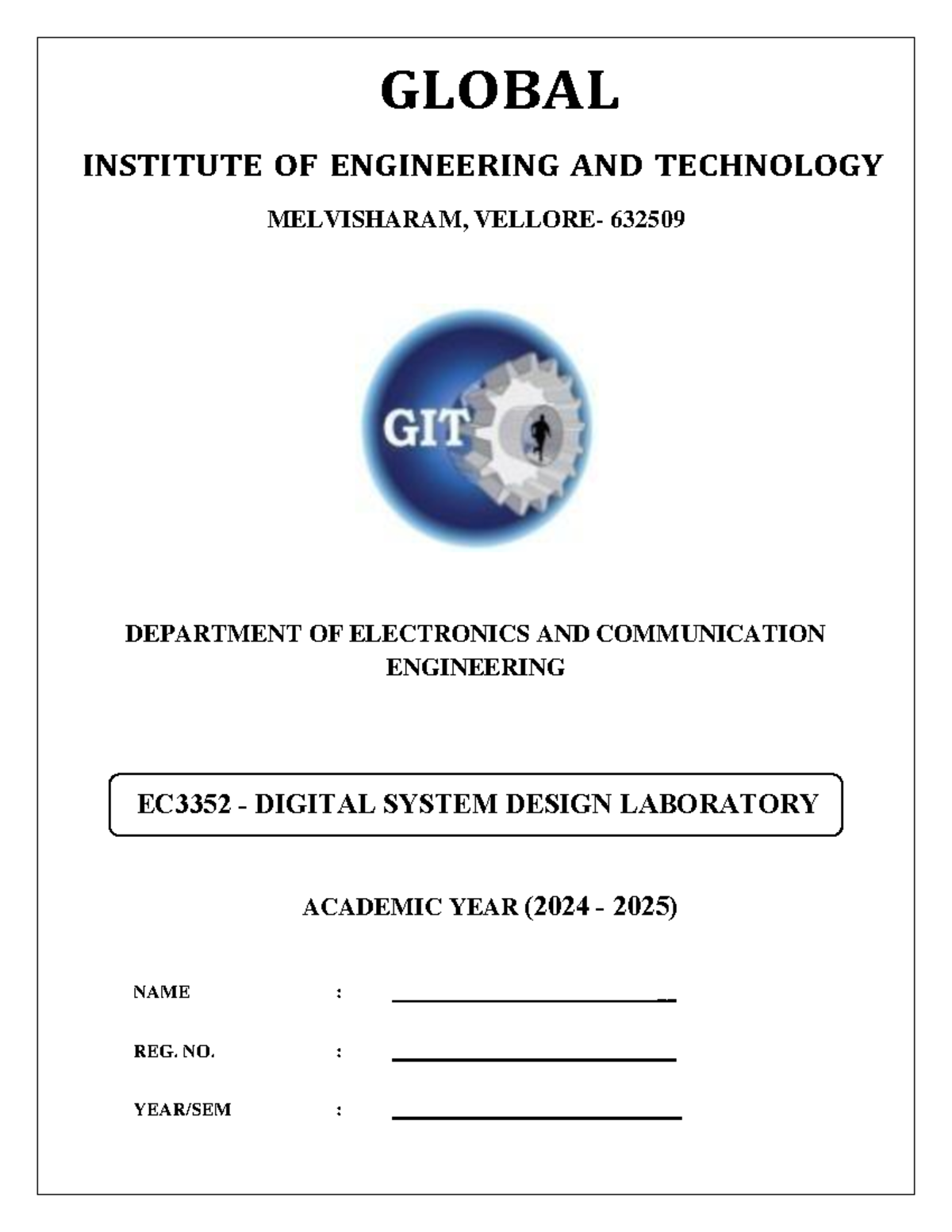 EC8561 & EC8661 Lab Manual 2024: Communication & VLSI Design - Studocu
