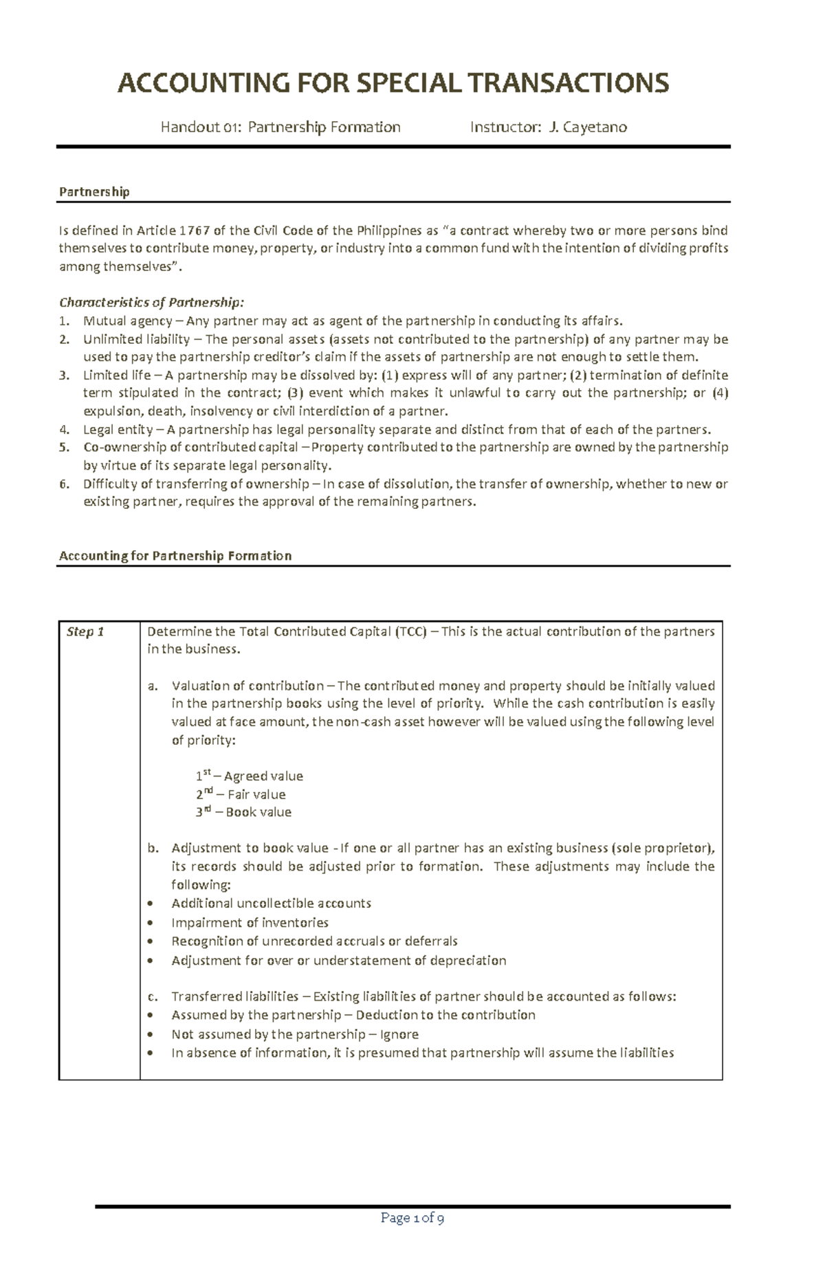 ACCT 101: Accounting for Partnership Formation - Key Concepts & Methods ...