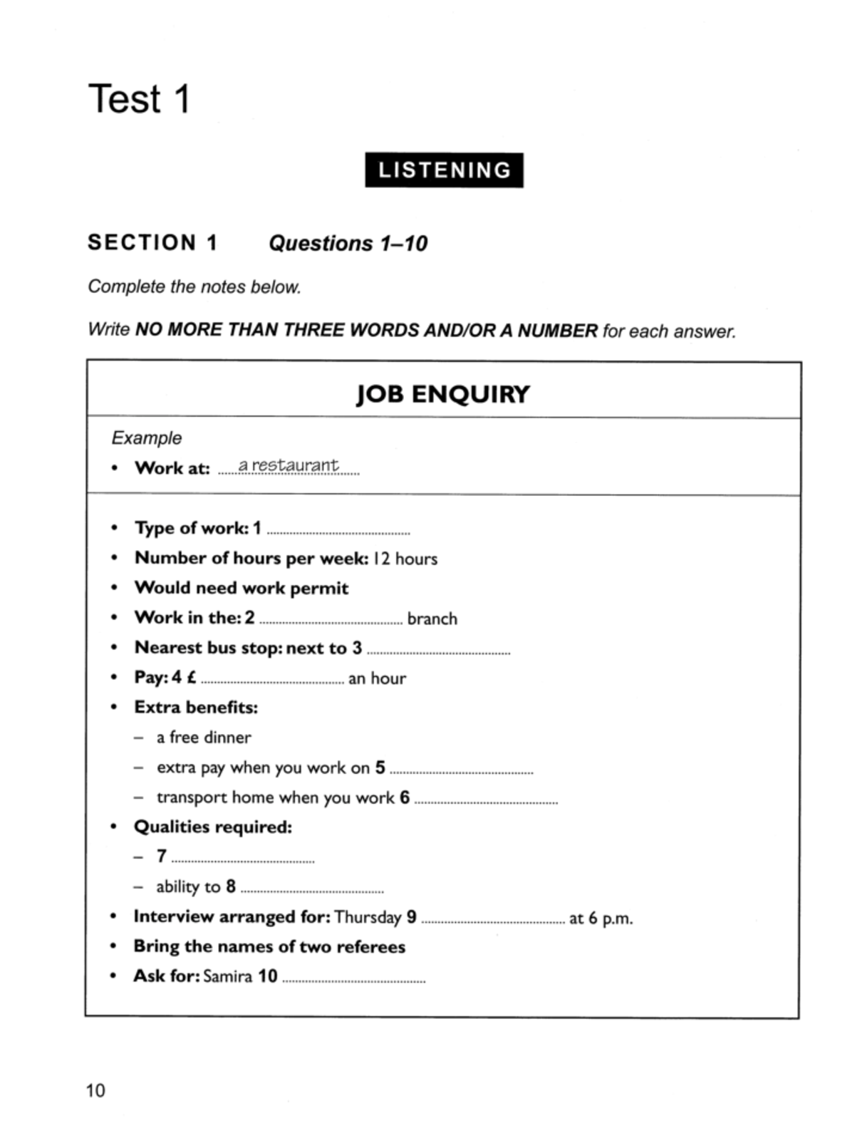 Cambridge IELTS 9 - Listening Test 1: Complete Answers & Notes - Studocu