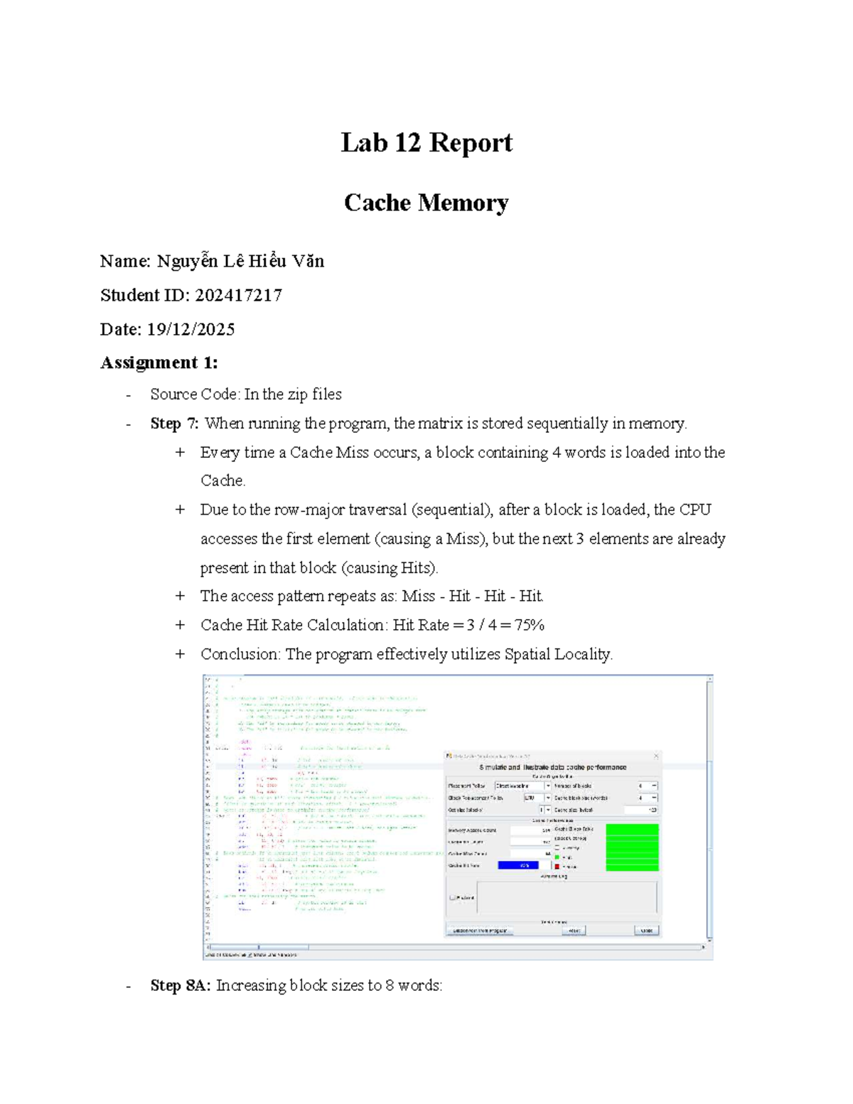 Lab 12 Report: Analyzing Cache Memory Performance and Locality - Studocu
