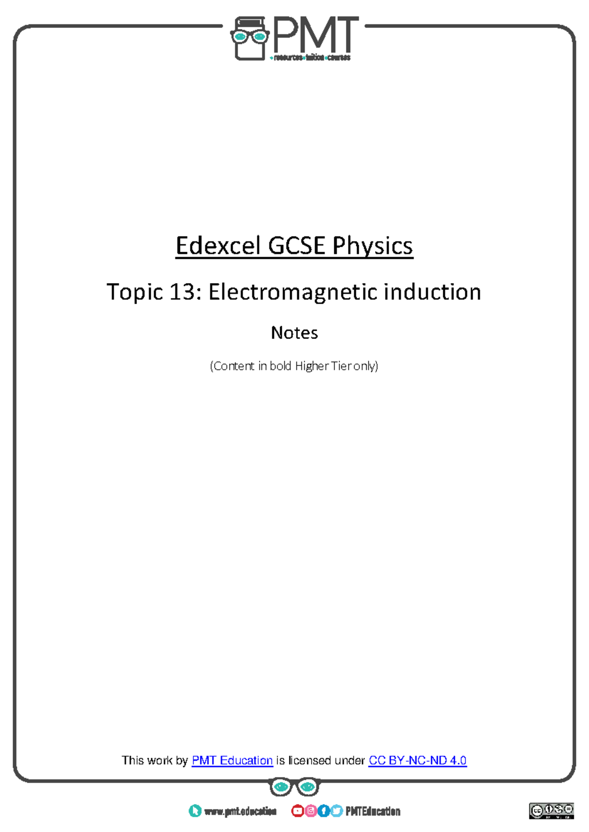 Edexcel GCSE Physics Topic 13: Electromagnetic Induction Summary Notes ...
