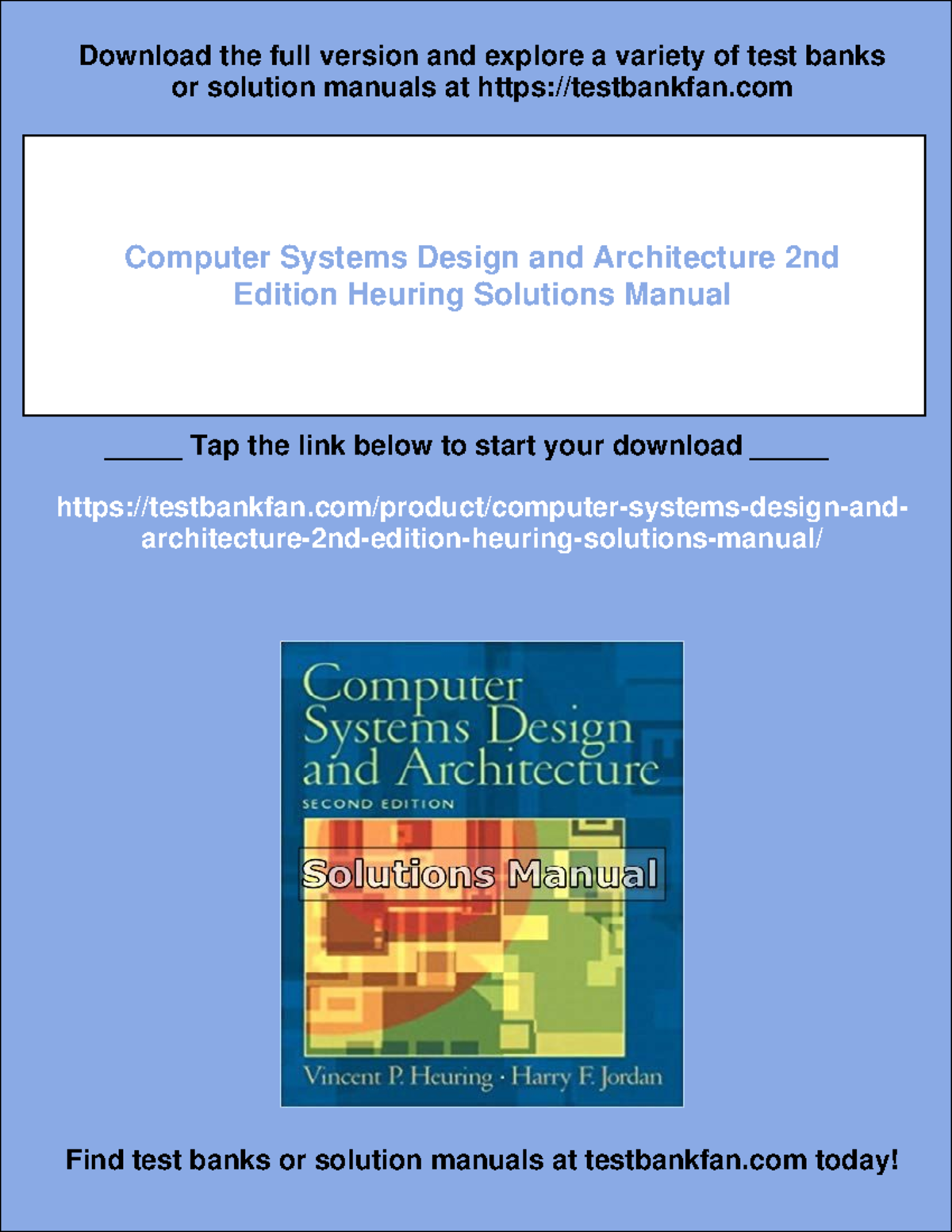 1124 - Computer systems design and architecture 2nd edition heuring ...