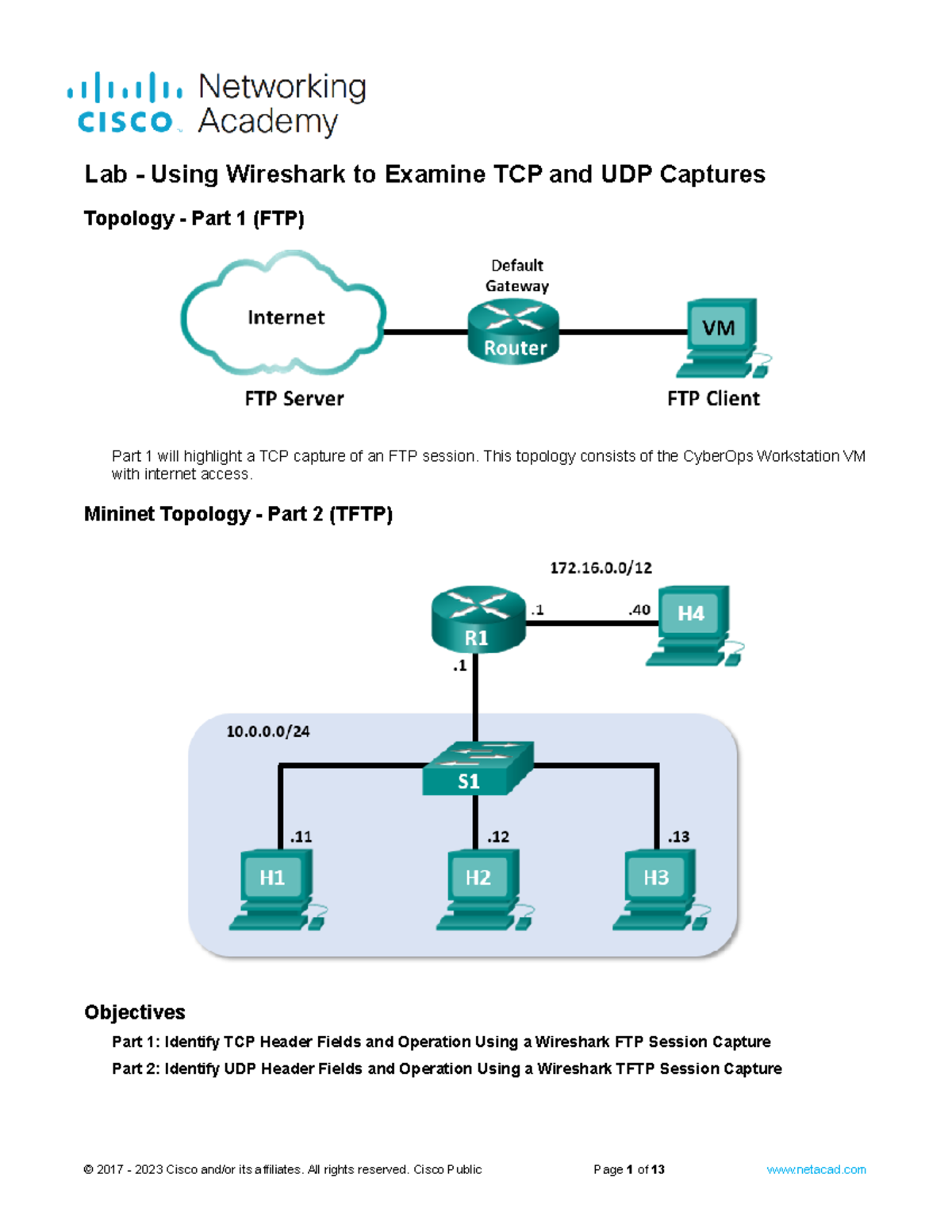 10.4.3 Lab: Analyzing TCP and UDP with Wireshark (FTP and TFTP) - Studocu