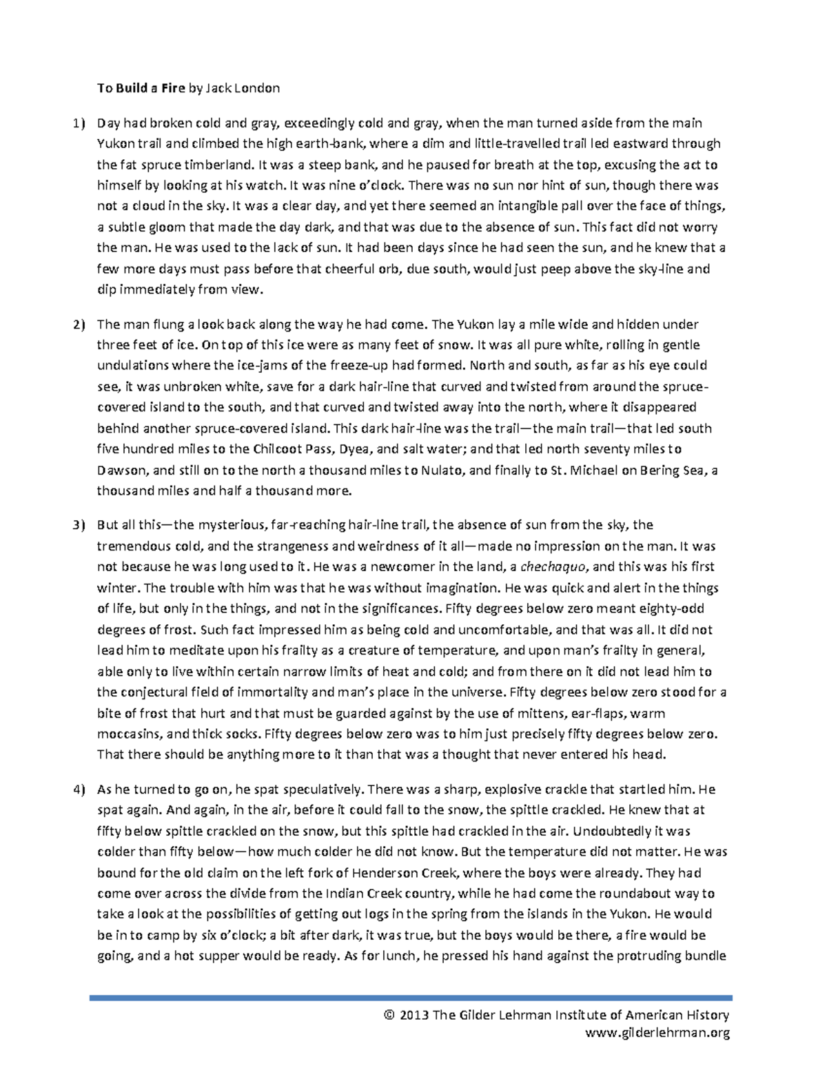 To Build a Fire - Analysis and Summary (ENG 101) - Studocu