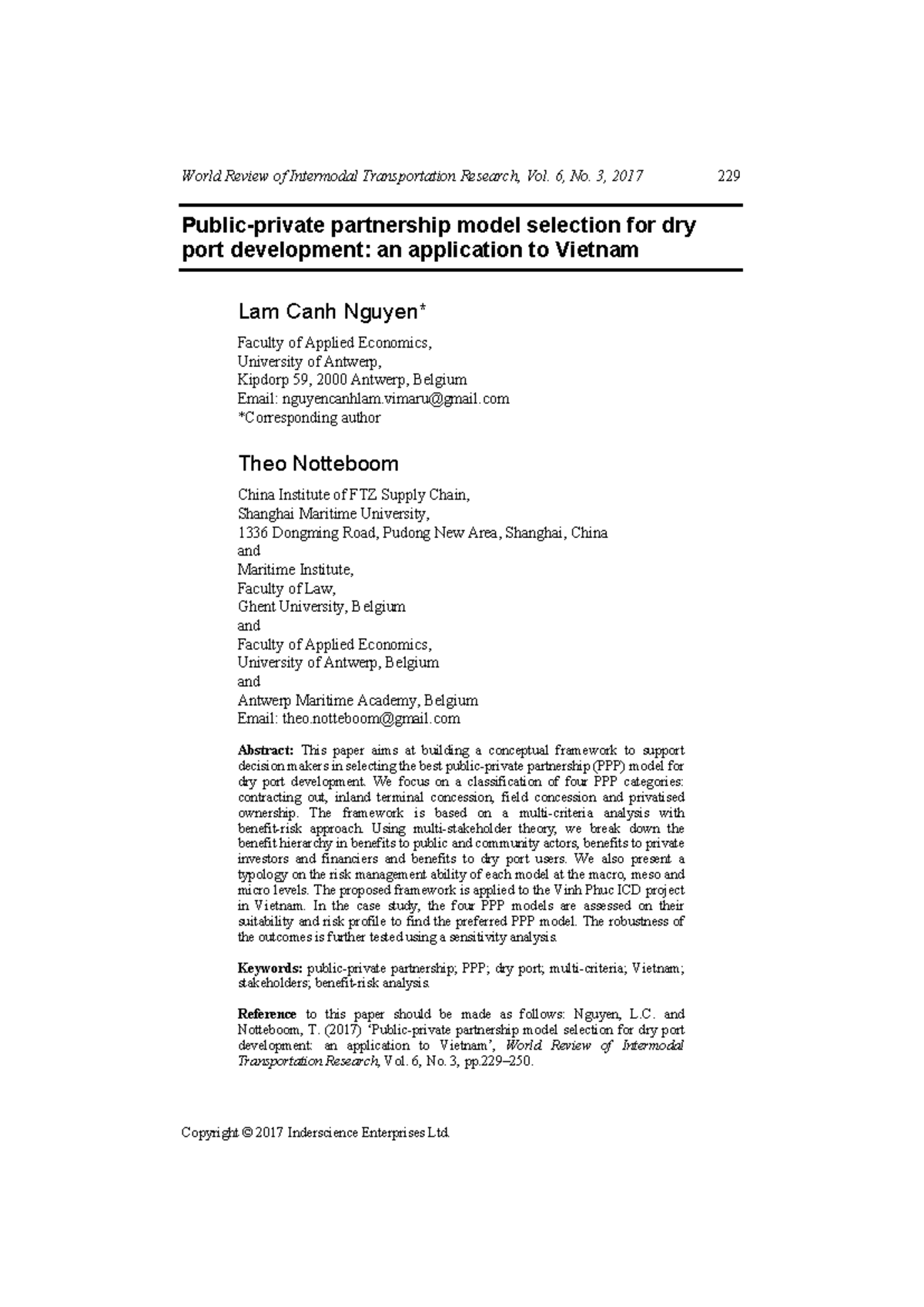 Public-Private Partnership Models for Dry Port Development in Vietnam ...