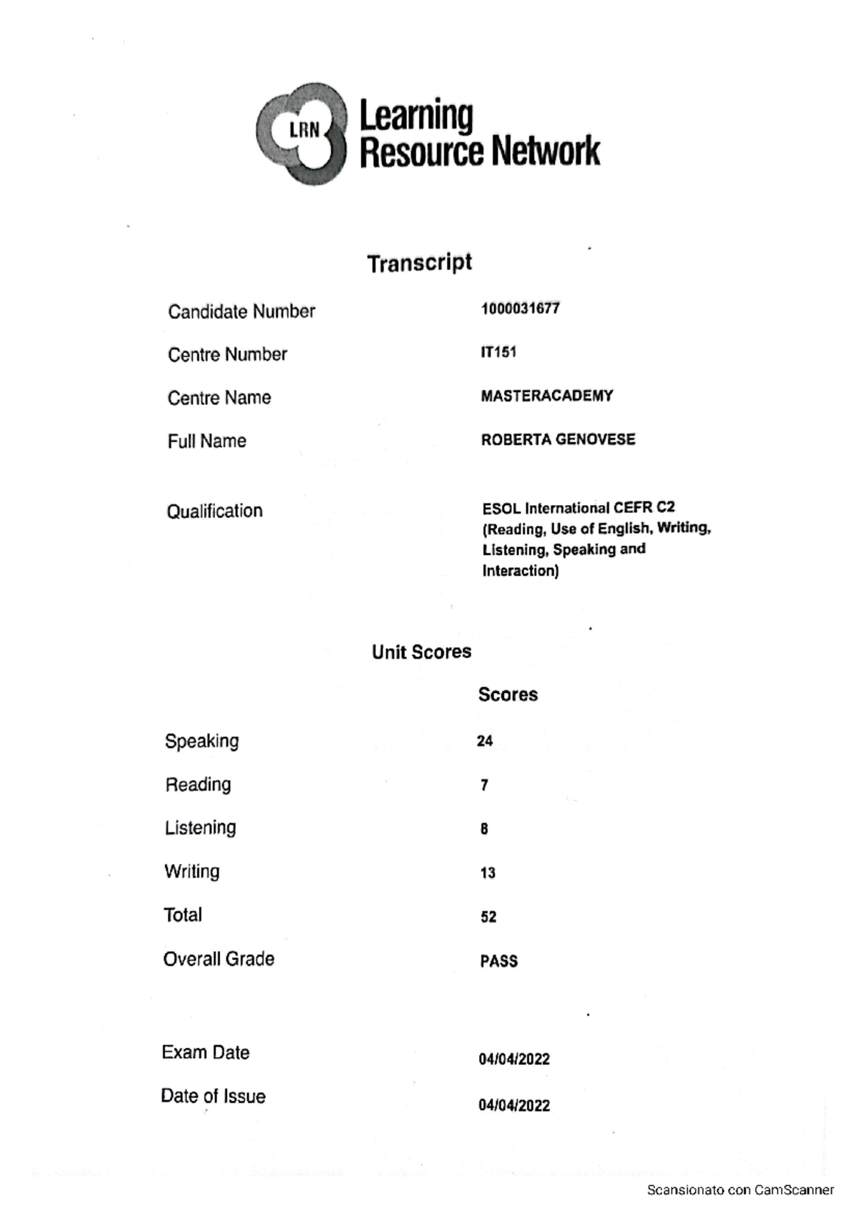 Cam Scanner 26-02-2025 14 - Lettere - LRN Learning Resource Network ...