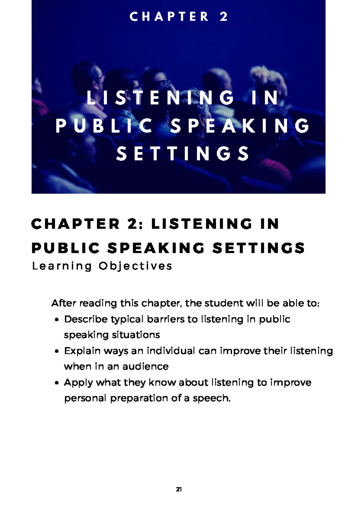 Public Speaking (PS 101) Chapter 2: Listening in Public Speaking ...