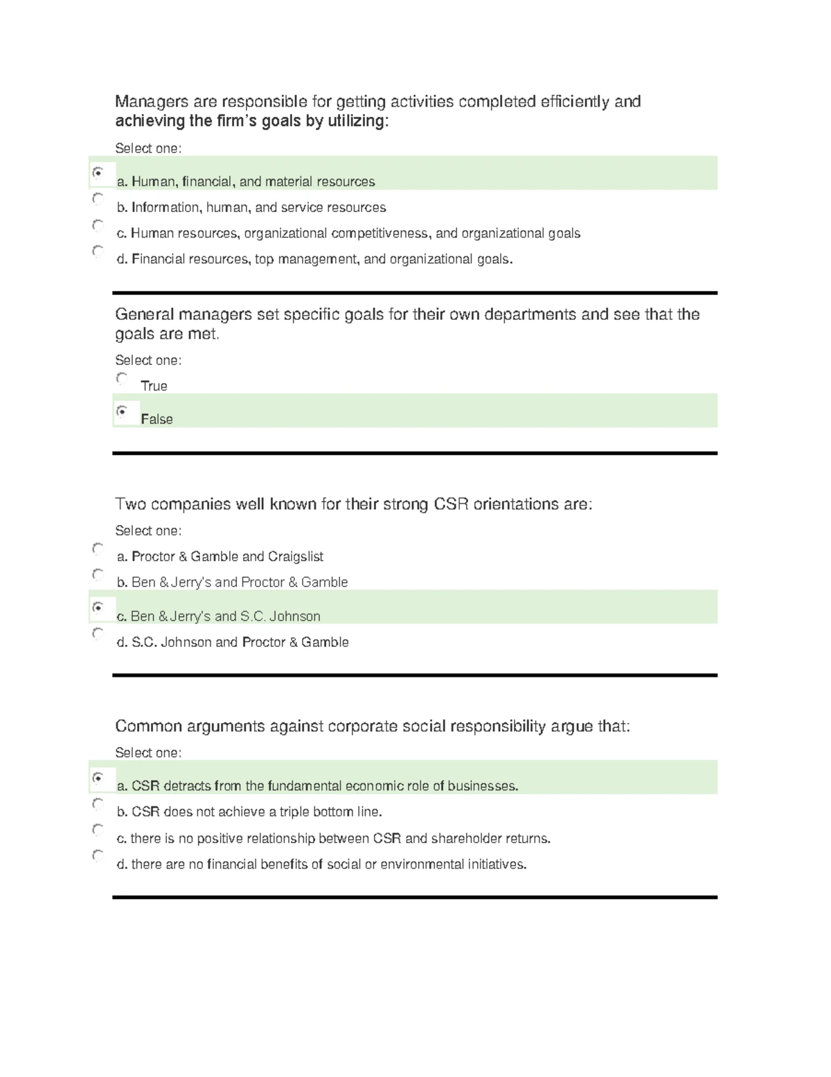 BUS 1101 principles of business management Graded Quiz Unit 3 - Started ...