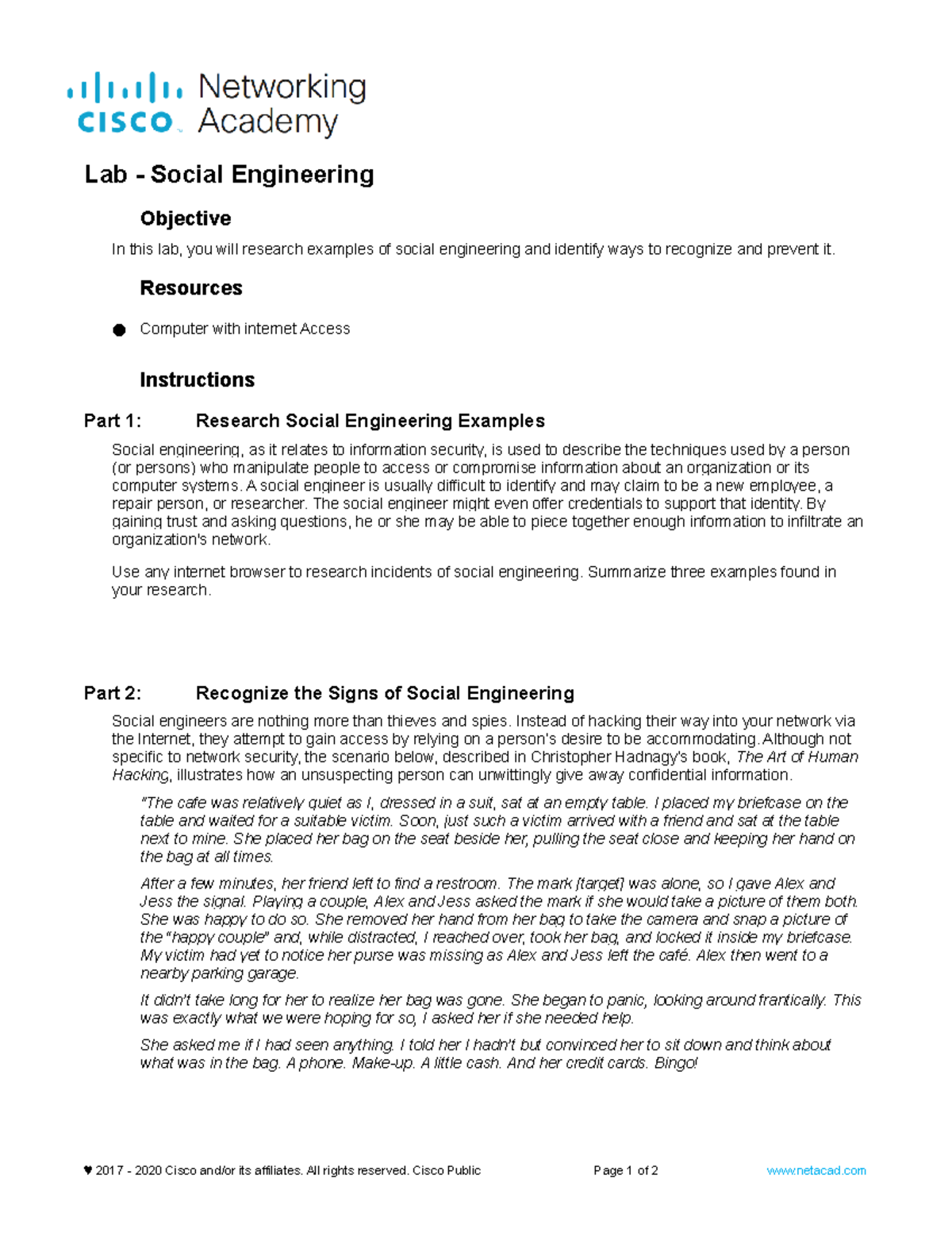 15.2.3 Lab - Understanding and Preventing Social Engineering - Studocu