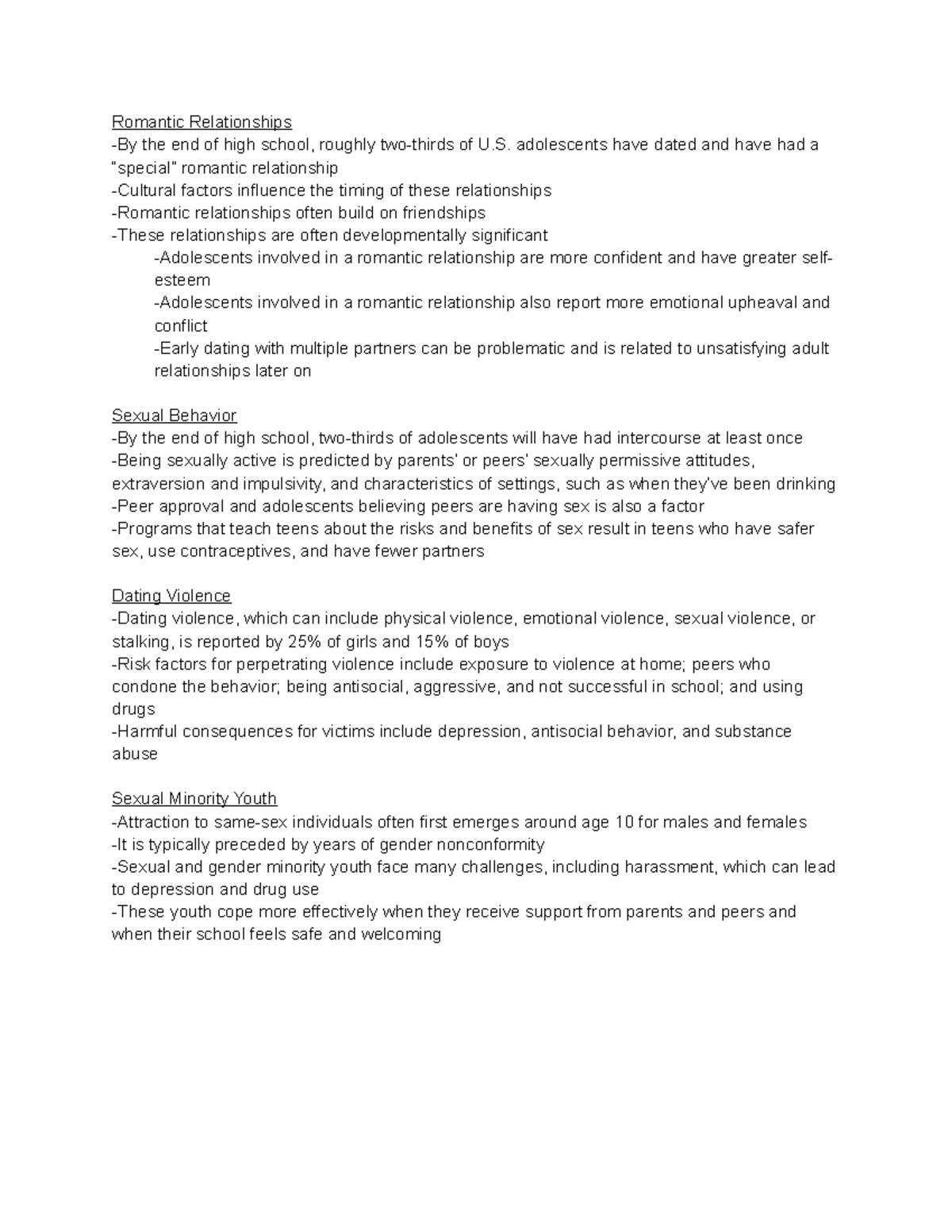 9.2 Lecture Notes on Romantic Relationships and Sexuality - Studocu
