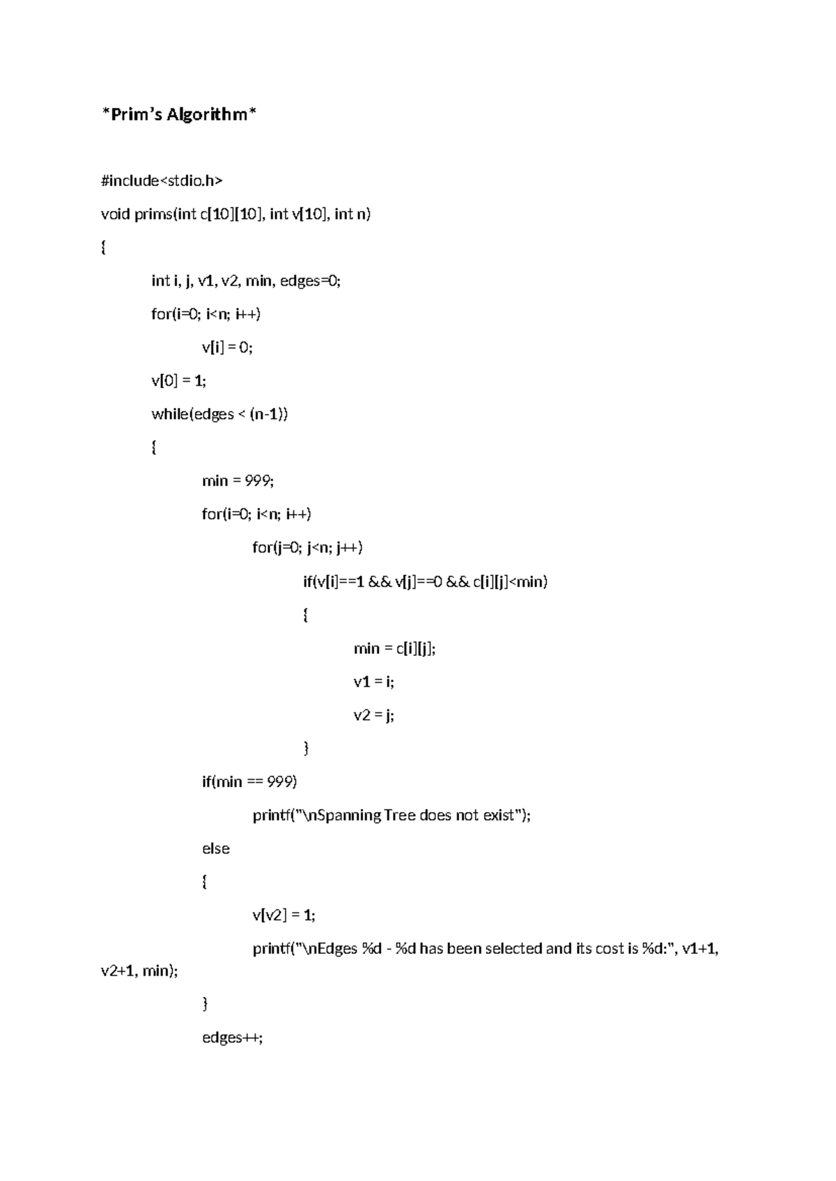 Prims Algorithm Overview - CS101 Lecture Notes - Studocu