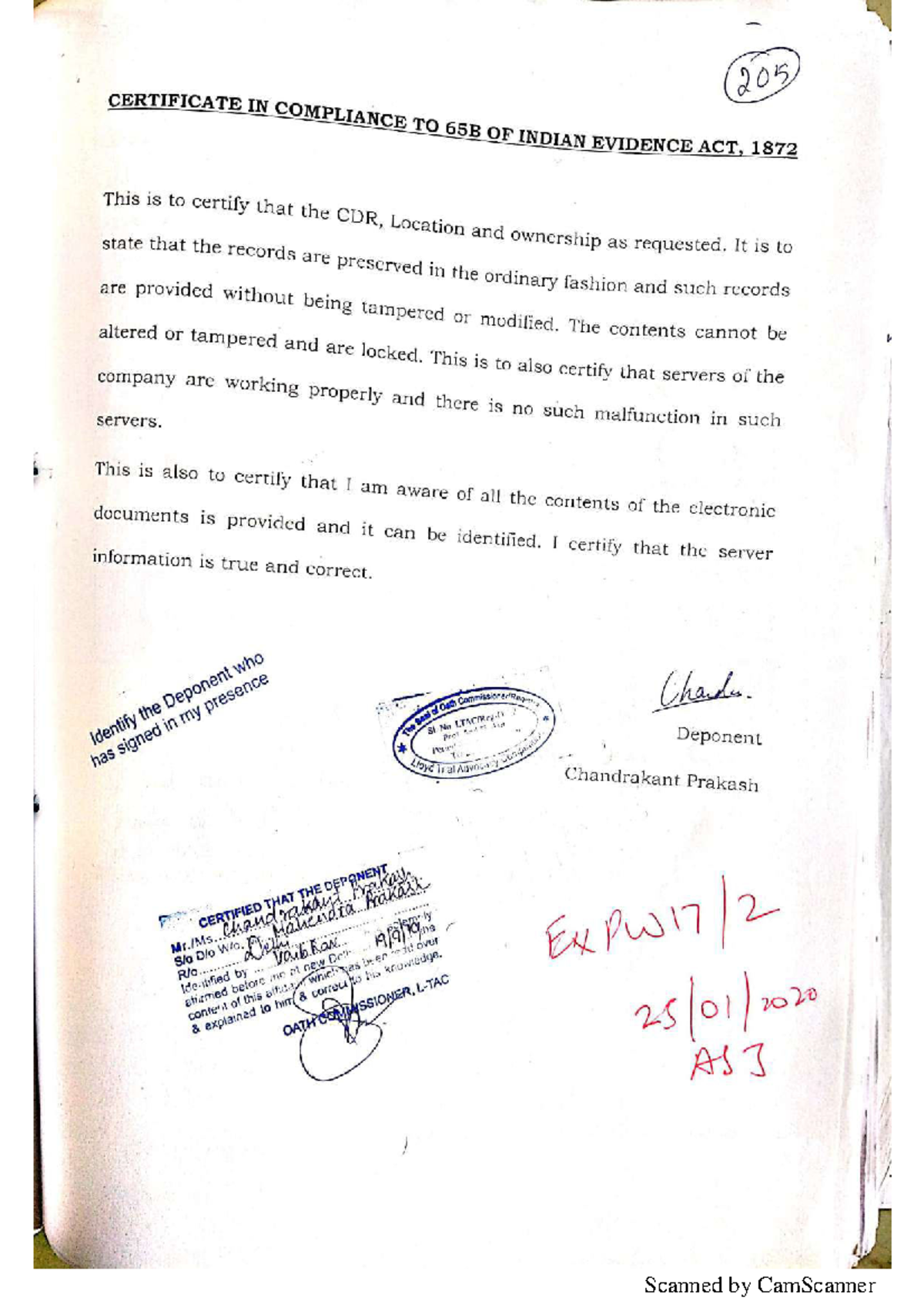 Certificate Sample for Compliance with 65B of Indian Evidence Act - Studocu
