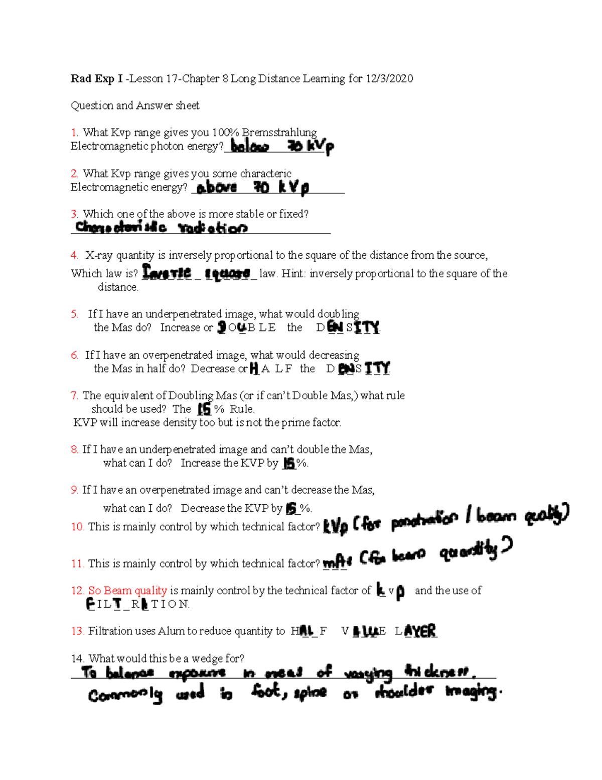 Lesson 17-Question and Answer I - Rad Exp I -Lesson 17-Chapter 8 Long ...