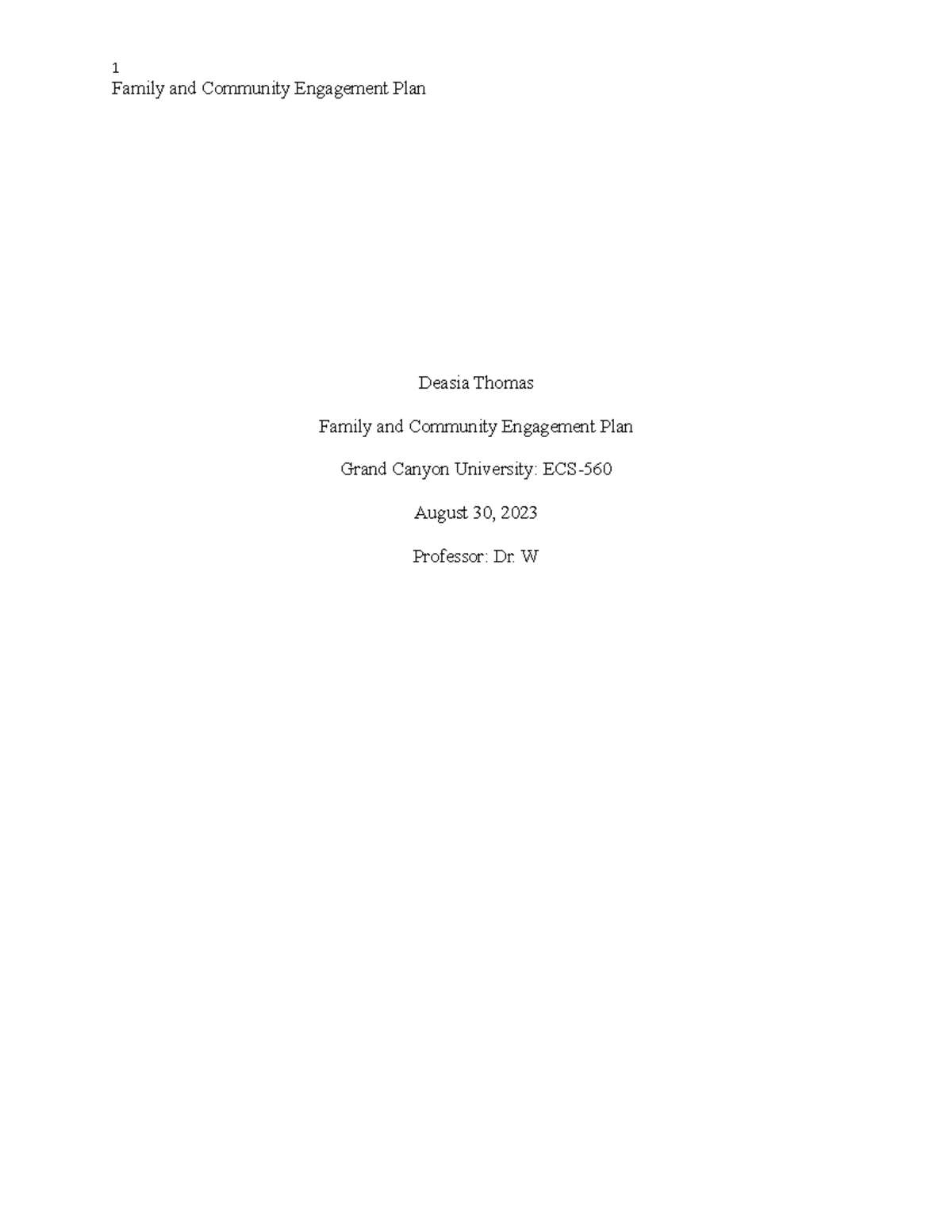Family and Community Engagement Plan Overview - ECS-560 - Studocu