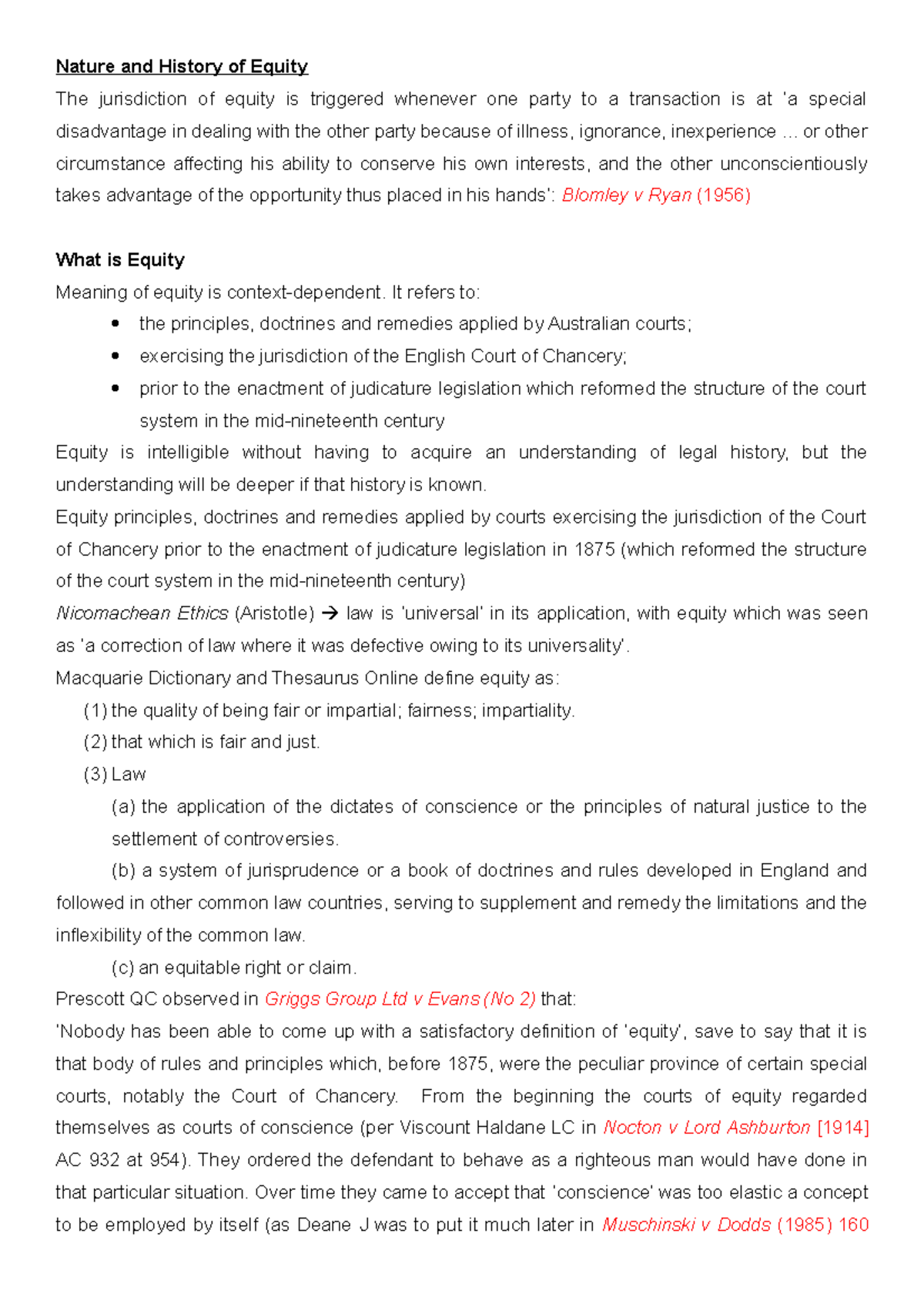 Equity Notes: Understanding Jurisdiction, History & Development - Studocu