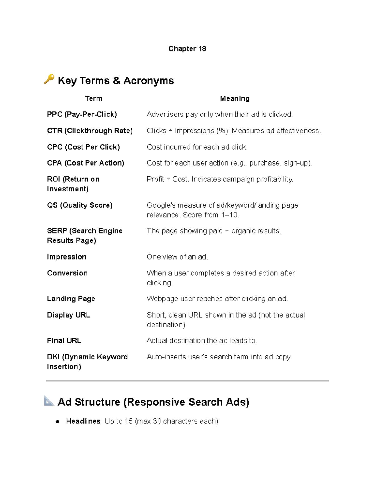 Ch 18 - Google Docs - Midterm Study Material on PPC & Ad Strategies ...