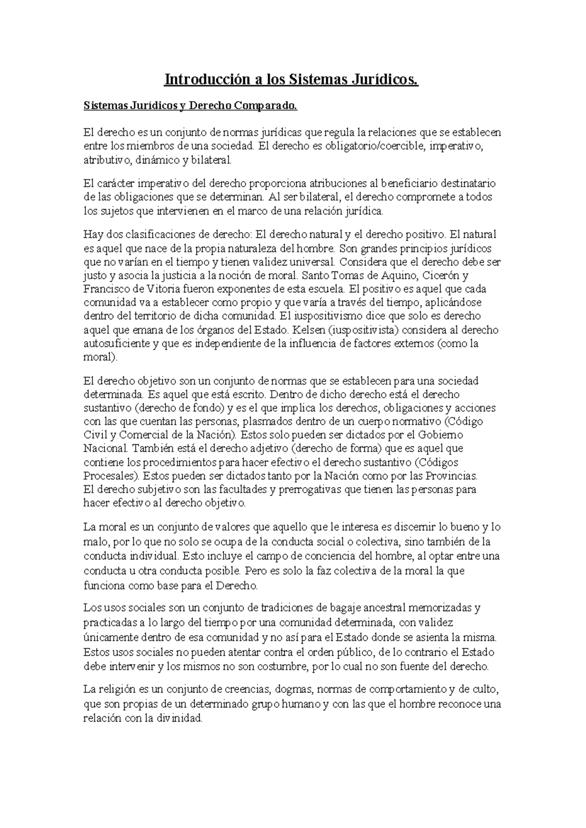 Introducción a los Sistemas Jurídicos: Primer Parcial - Document Preview