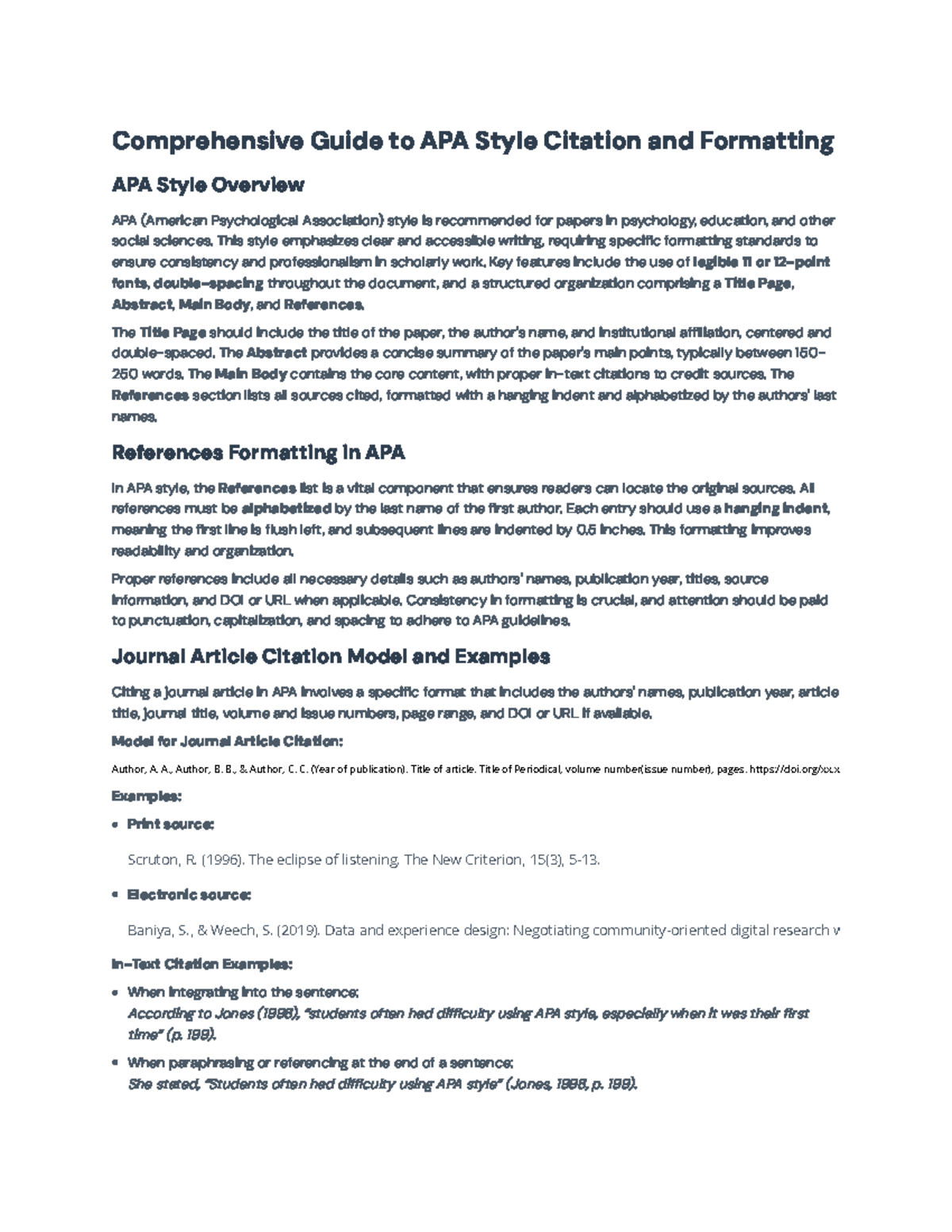 APA Style Citation & Formatting Guide for Academic Papers - Studocu
