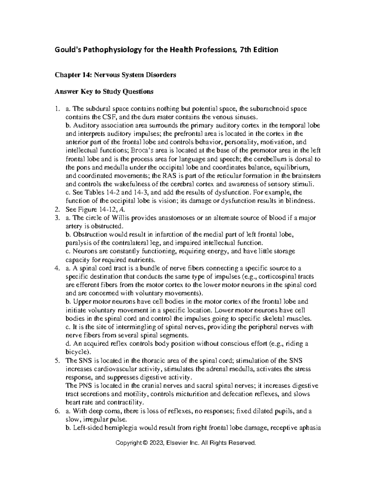 Chapter 14 - Nervous System Disorders Study Guide (Patho) - Studocu