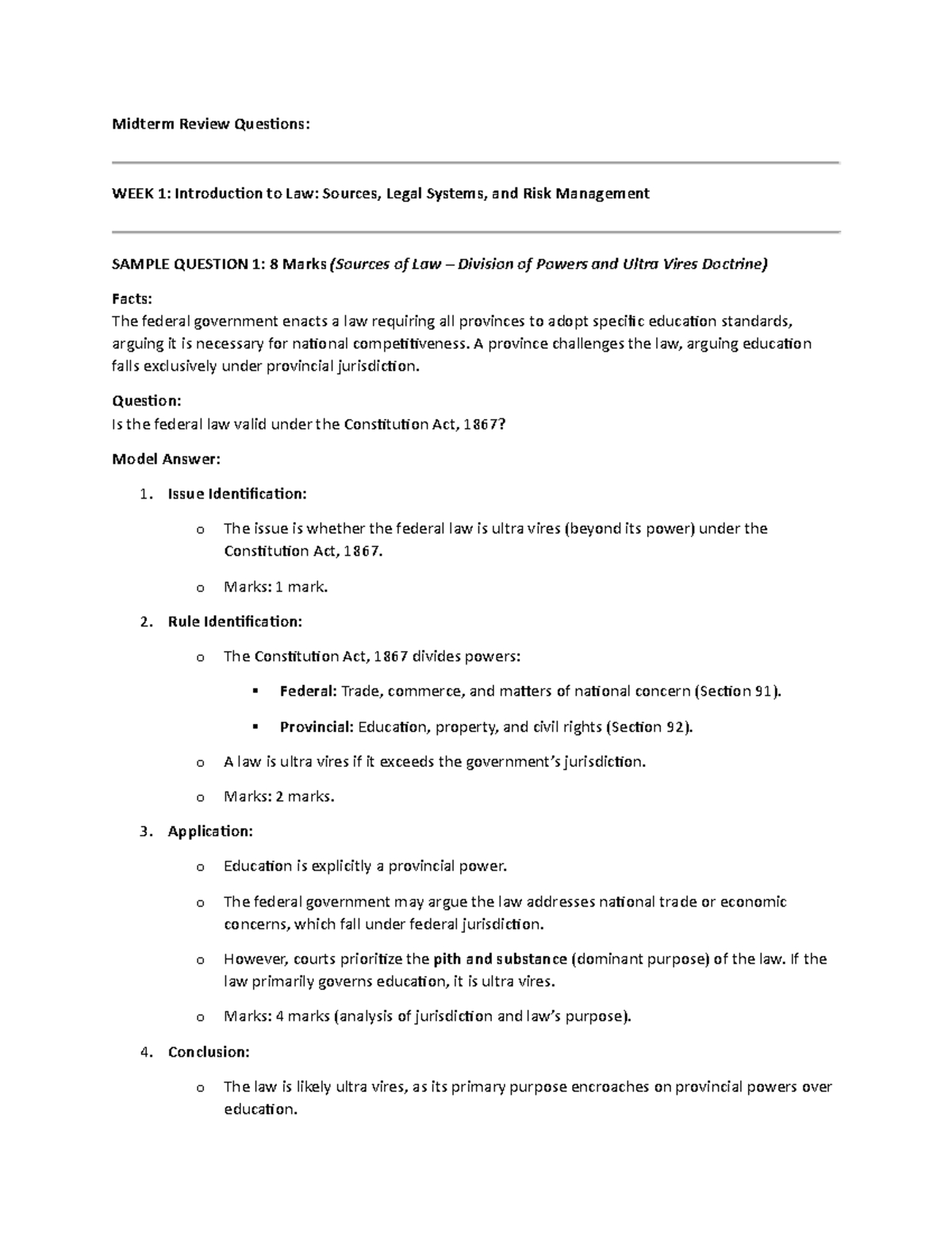 Midterm Sample Questions for Law 101: Key Legal Concepts & Cases - Studocu