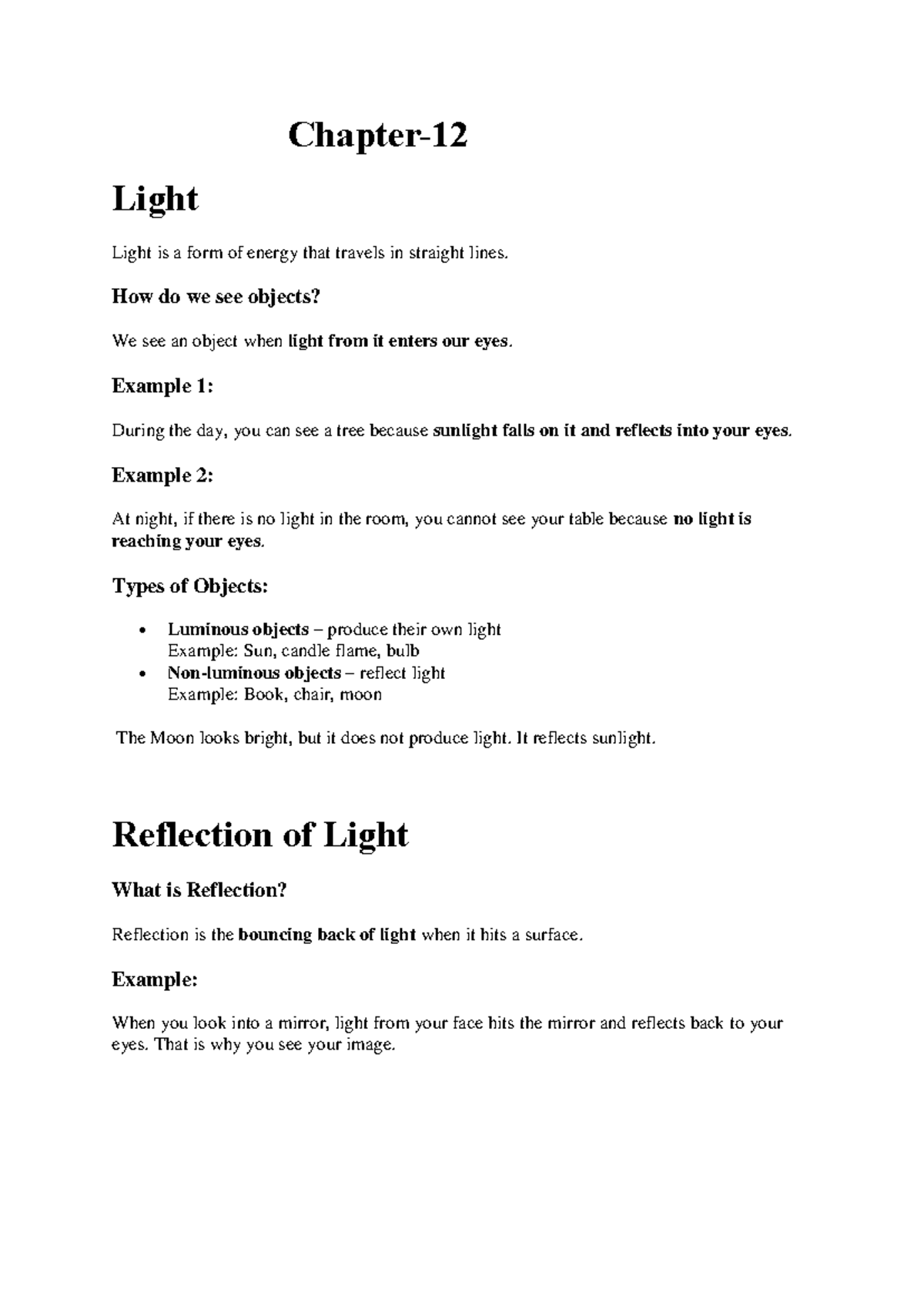 Chapter 7: Light - Understanding Reflection and Dispersion (Grade 7 ...